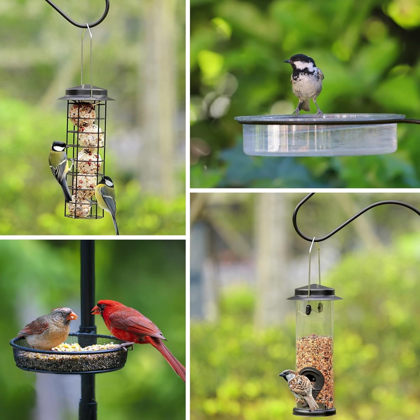 ERYTLLY Bird House Pole Mount Kit 80 Inch 2 Pair Hooks Multi Feeders Bird Bath Feeder Tray - Heavy Duty Adjustable Bluebird Feeder Support Rod Stand Set for Outside, Yard, Garden