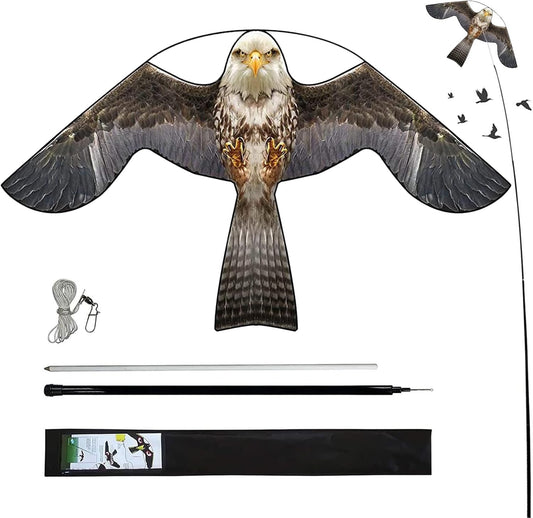 Bird Hawk Flying Kite with Pole Crops Farm Protector Bird Scarer Flying Kite with 6m Pole-Style B