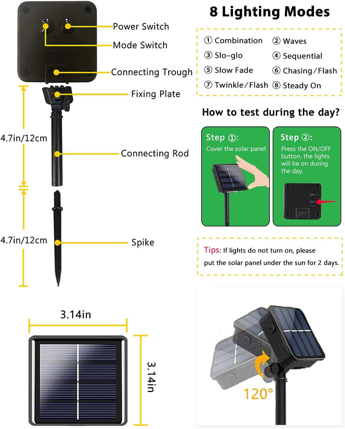 2 Pack 200 LED Solar String Lights Outdoor, Solar Christmas Lights with 8 Lighting Modes, Waterproof Green Wire Solar Tree Lights for Outside Xmas Wedding Party Garden Patio Yard Decorations (Blue)