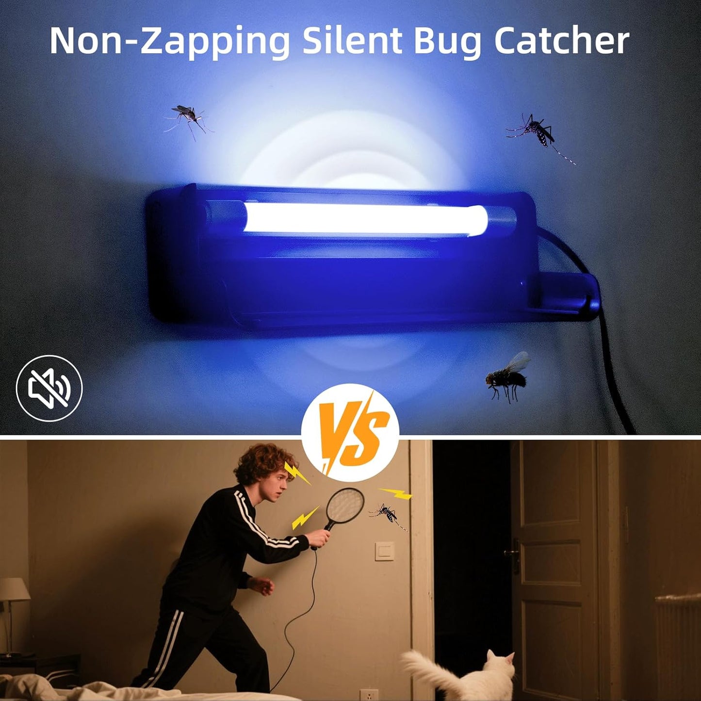 UV Fly Light Trap Indoor for Home Gnat Traps for House, Wall Sconce Fly Light Bug Catcher for Kitchen House & Restaurant Fruit Flies Garage & Warehouse