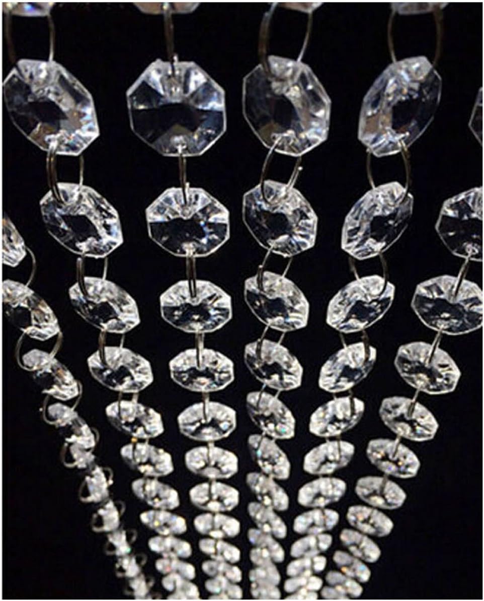 WAZHRMGHG 99FT Clear Acrylic Crystal Garland Strands Hanging Chandelier Bead Chain Ornament String Decorations for Manzanita Centerpiece Christmas Tree Wedding Party Celebration (99FT(30M))