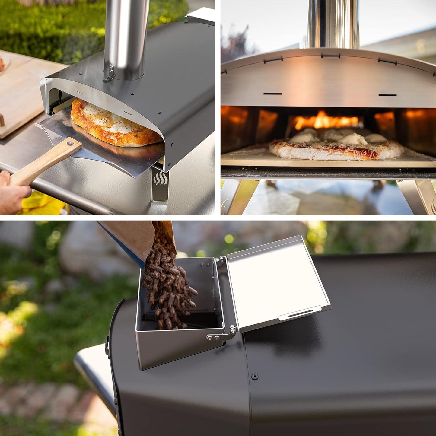 Outdoor Pizza Oven Wood Pellet 12" Pizza Ovens with Pizza Stone and Pizza Peel, Portable Wood-Fired Pizza Oven Pizza Stove for Backyard and Outside (Classic W-Oven Series)