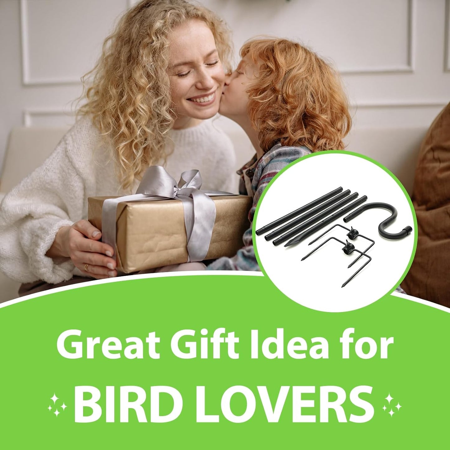 Bird Feeder Pole, 94" Shepherds Hooks for Outdoor, Hummingbird Feeders Stand Heavy Duty with Stable 5-Prong Base, Hanging Plant Shepherd Hook Hanger Stick for Outside Garden Yard Wedding