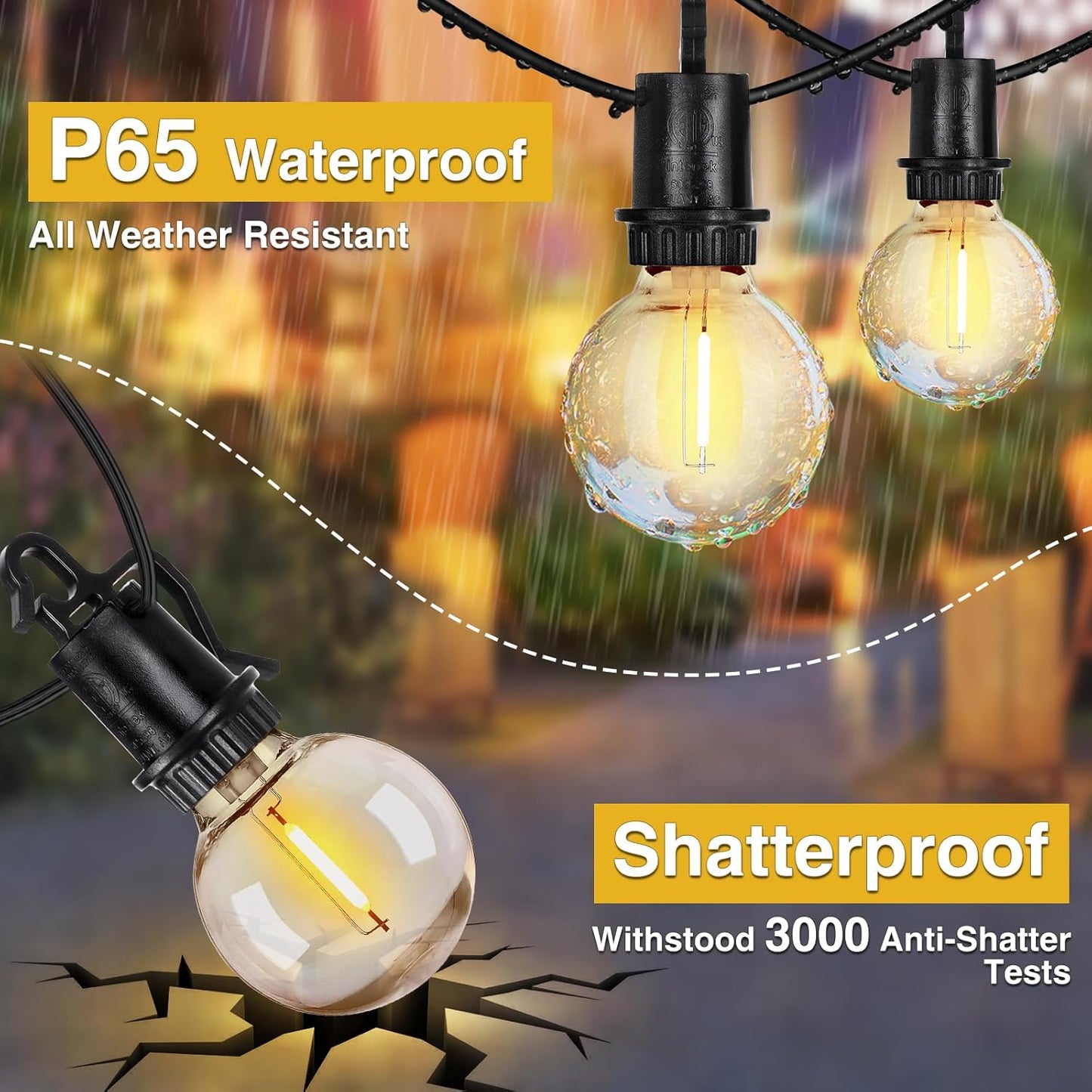 ZJOJO 100FT Outdoor String Lights, G40 Globe Outdoor Lights with 30 Shatterproof LED Bulbs (3 Spare), 2700K Hanging IP65 Waterproof Patio Light String Lights for Outside Backyard Porch Party