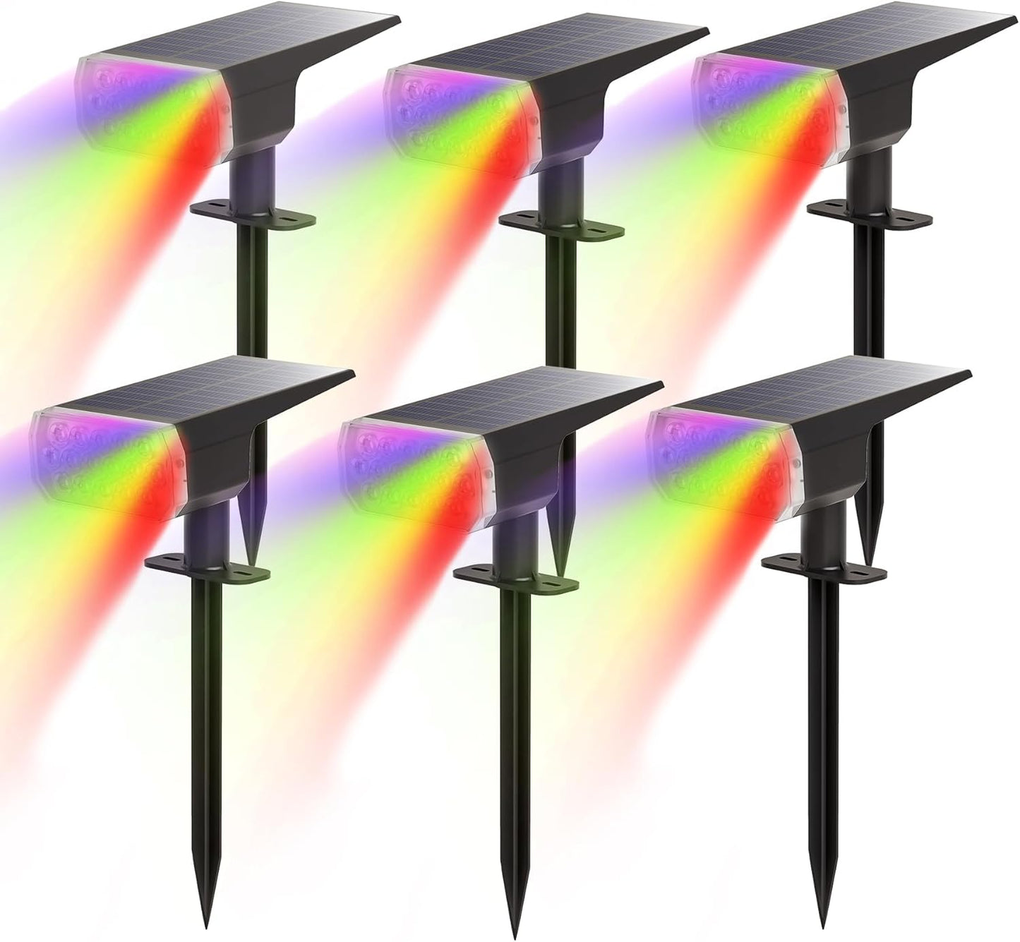 Solar Spot Lights Outdoor, 8 Lighting Modes Multicolor Solar Lights Outdoor Waterproof IP65, Landscape Spotlights for Garden Yard, 6 Pack RGB