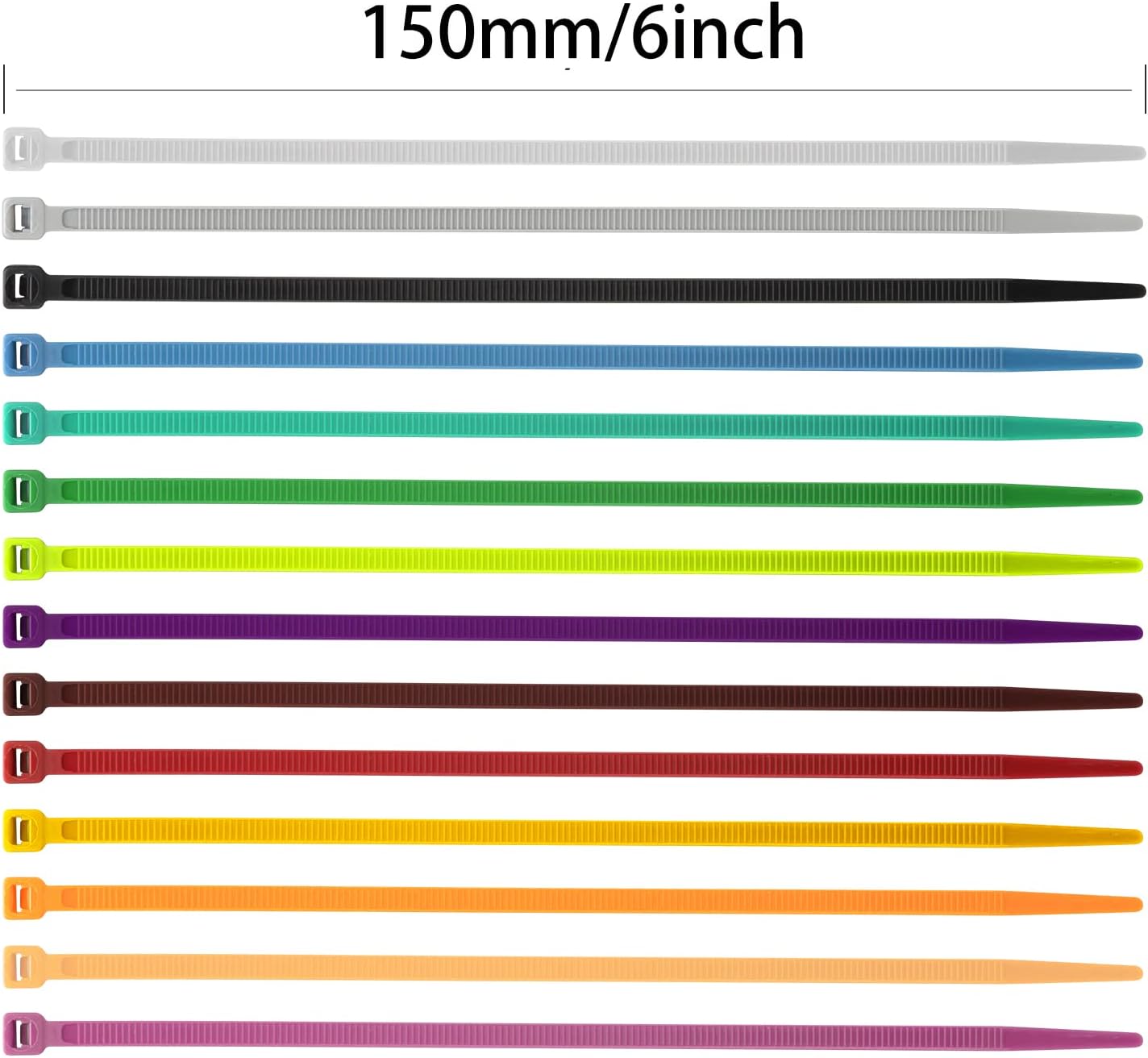 XINGO 100PCS Cable Zip Ties Heavy Duty, Premium Nylon Plastic Wire Ties with 50 Pounds Tensile Strength, Self-Locking Black Nylon Zip Ties for Indoor and Outdoor (6 inch, Black)