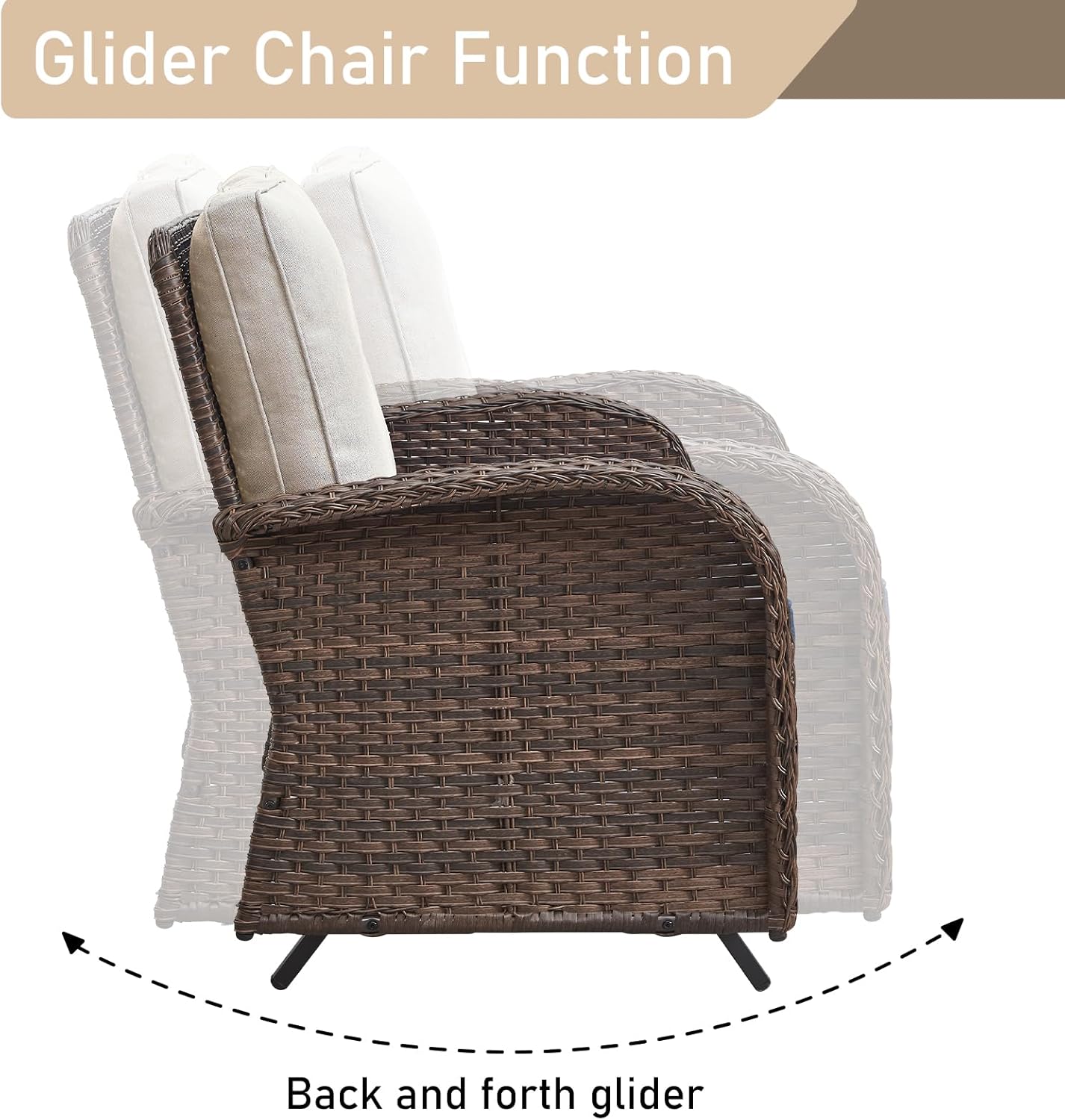 HUMMUH Patio Furniture 6-Piece PE Wicker Outdoor Conversation Set,All-Weather Rattan Swivel Chairs with Ottomans Glider Loveseat for Backyard,Poolside,Deck