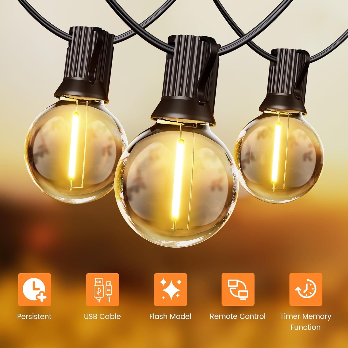 OHLUX 60FT Solar Globe String Lights Outdoor, Shatterproof Solar Patio Lights with Remote, 27 Dimmable G40 LED Filament Bulbs, 2200K Soft Warm White Edison Hanging Light for Outside Backyard Deck