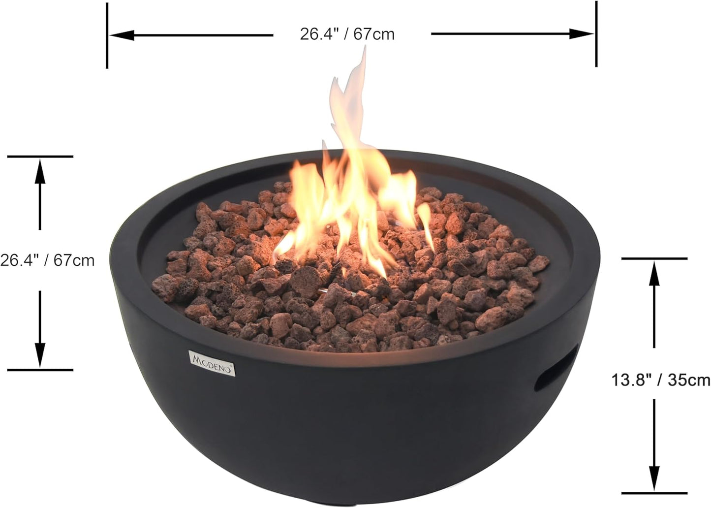 AMS Fireplace | Modeno | Jefferson | Firepit Table | Cover and Lava Rocks Included | (Fuel: Natural Gas - Black)