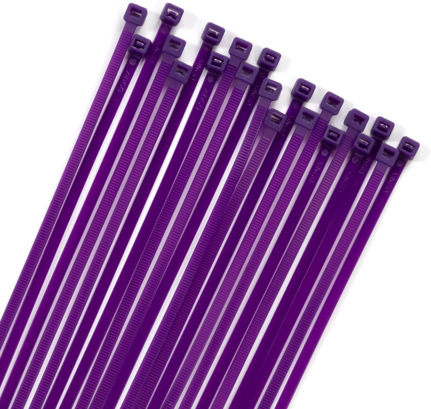 XINGO 100PCS Cable Zip Ties Heavy Duty, Premium Nylon Plastic Wire Ties with 50 Pounds Tensile Strength, Self-Locking Black Nylon Zip Ties for Indoor and Outdoor (8 inch, Purple)