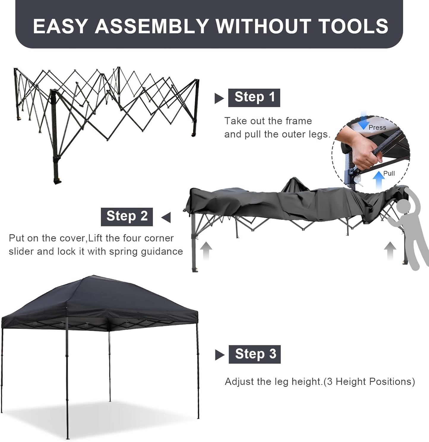 10x10 Pop Up Canopy Tent, Instant Outdoor Canopy with Sand Bags Waterproof Sun Shade Easy Up Tents for Parties,Canopy for Camping Beach Parties