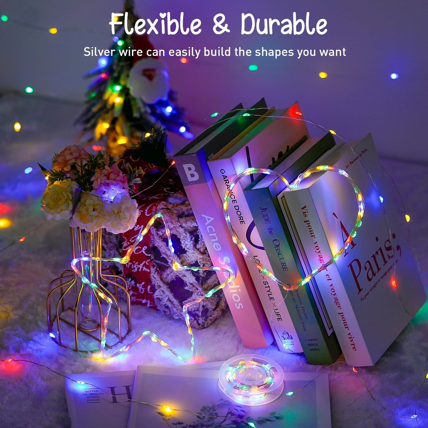 JMEXSUSS 2 Pack Solar String Lights Outdoor Waterproof, Each 33FT 100 LED Multi Colored Solar Fairy Lights, 8 Modes Easter String Light for Yard Patio Tree Garden Christmas Easter Decorations