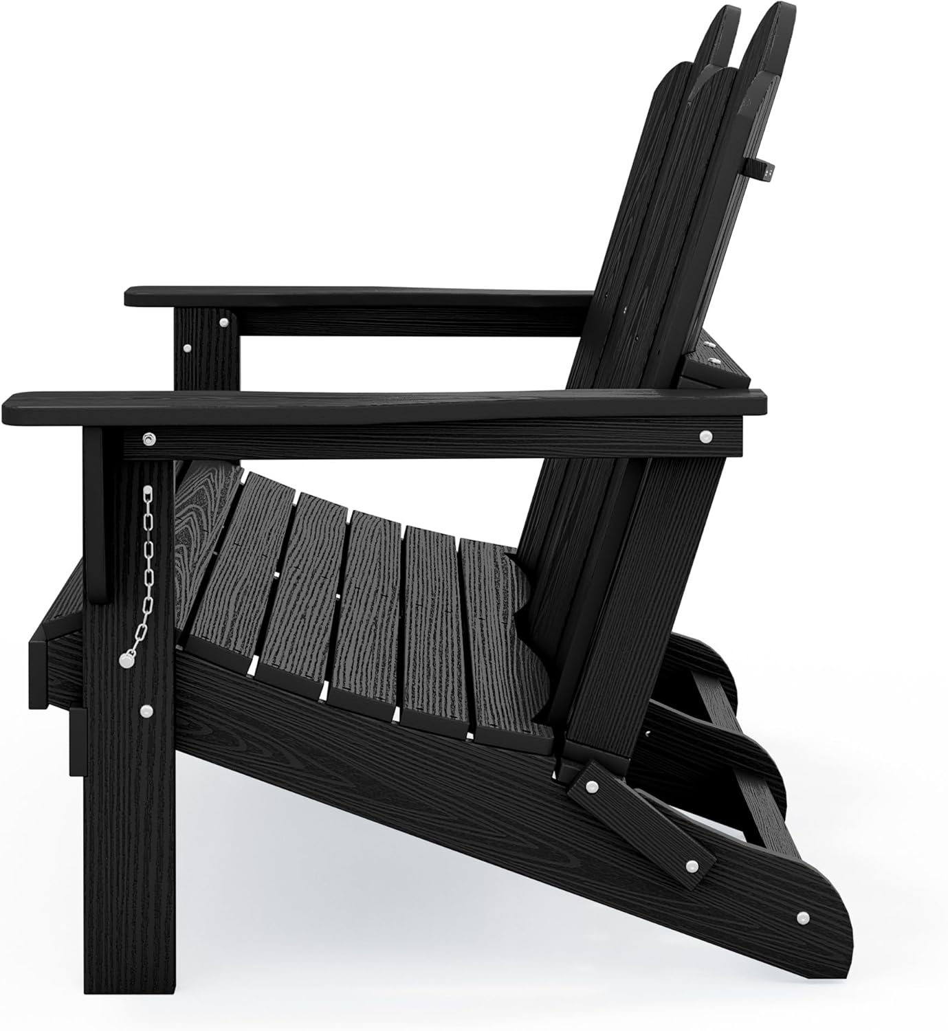 SERWALL 2 Person Adirondack Loveseat, HDPE All-Weather Folding Adirondack Bench Chair, Outdoor Adirondack Chair Set of 4, Black