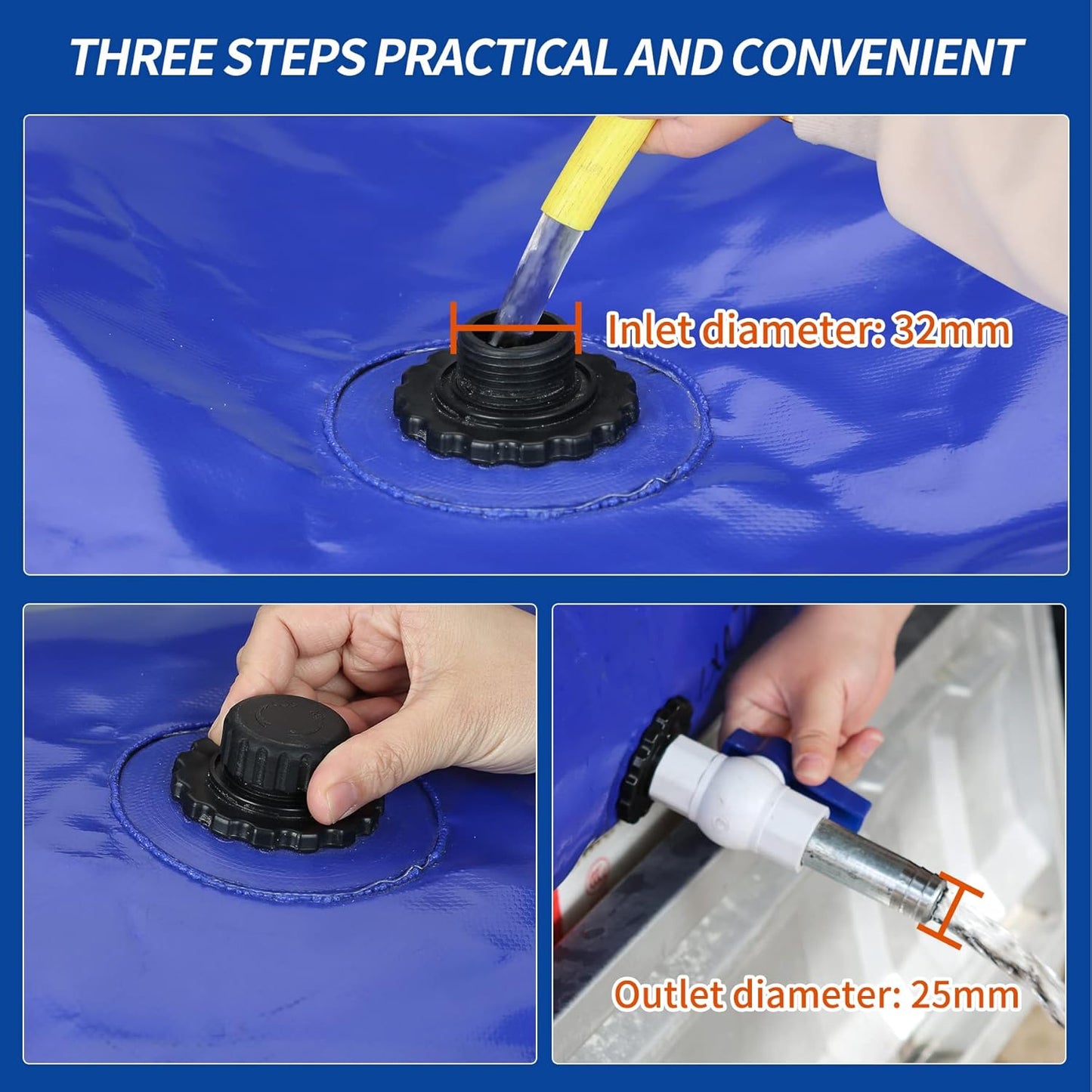 760 L/200 gal Water Bladder Storage Containers, Foldable Portable Water Tank Large Capacity Soft Water Bag, Drought Resistance, Fire Prevention, Emergency Water