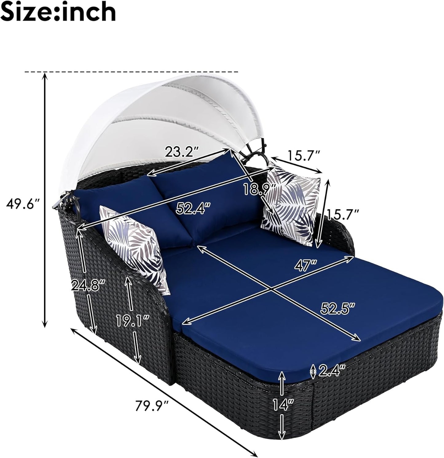 Outdoor Daybed with Retractable Canopy