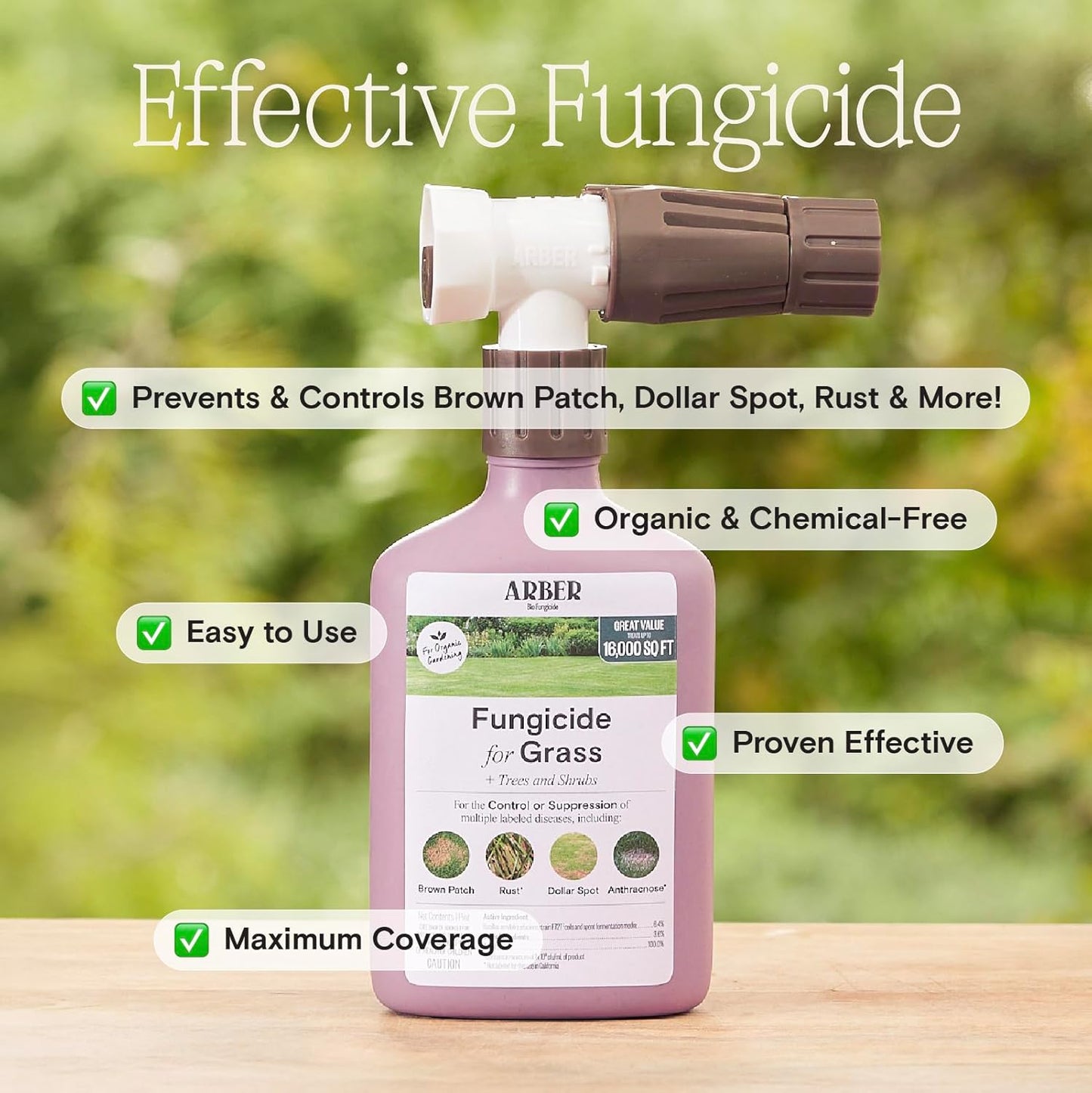 Organic Fungicide for Lawns, Trees & Shrubs – 16oz Ready-to-Spray – Lawn Fungicide for Brown Patch, Rust, Grubs, Disease & Moss – Safe for Grass, Kids & Pets – Lawn Care & Fungus Control