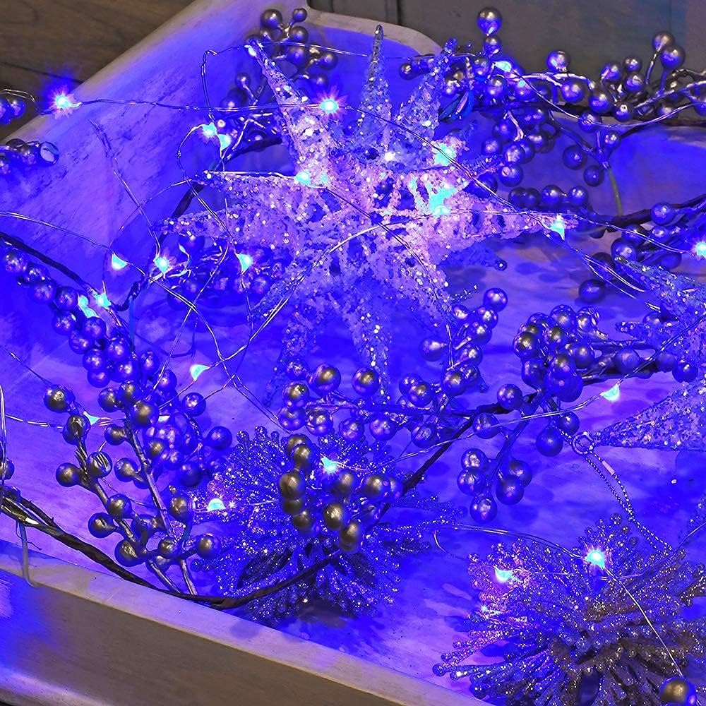 2 Pack Solar Powered Fairy String Lights Outdoor Waterproof 8 Modes Twinkle Christmas Decorations Lights, Each 33ft-100LED, 40ft-120LED, 66ft-200LED, 80ft-240LED, (Blue, 33)