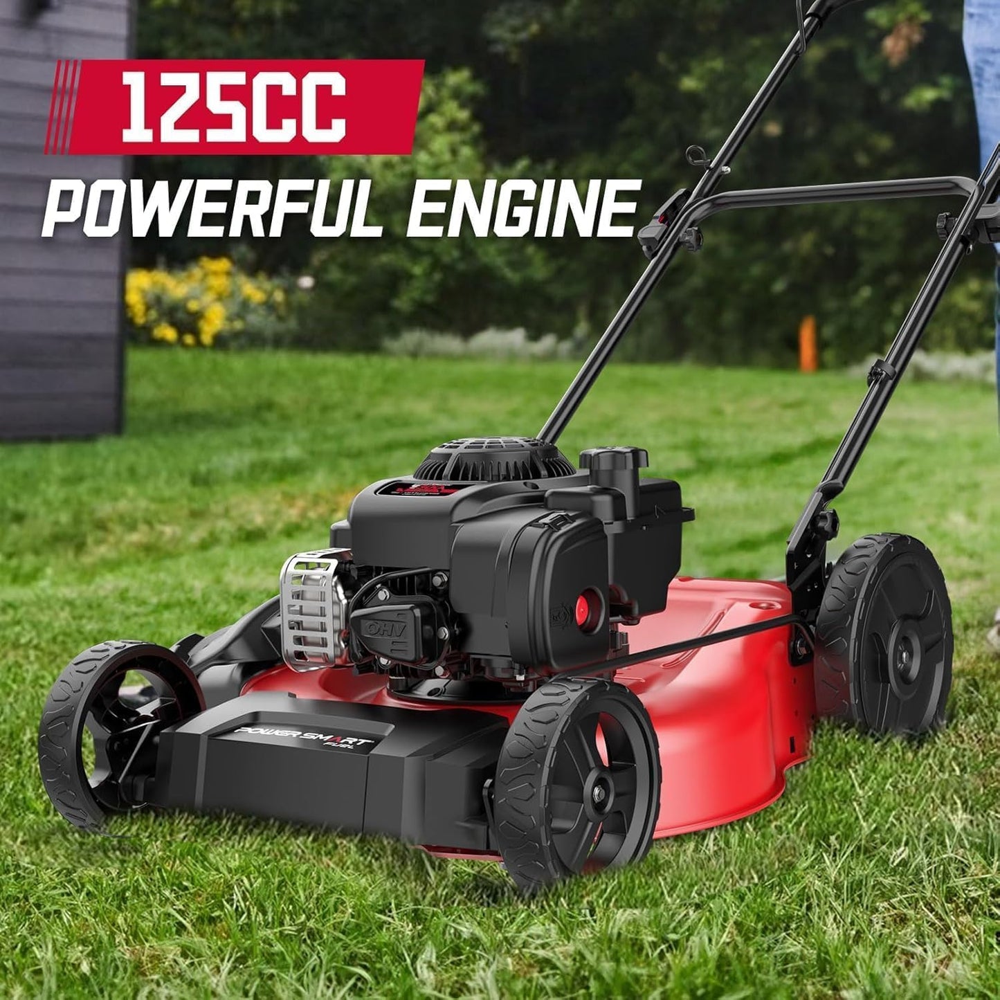 PowerSmart Gas Lawn Mower 21" with B&S 125cc Engine, 2-in-1 Mulching and Side Discharge, Easy Assembly & Lightweight, Cordless Push Lawn Mowers for Garden Yard