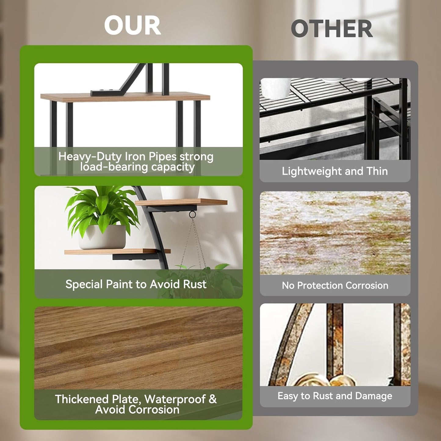 Plant Stand Indoor with Grow Lights, 7 Tiered 66" Tall Metal Plants Shelf, 3 Color Mode Full-spectrum LED, Half-Moon Shaped with Cable Ties & Safe Straps for Living Room, Patio