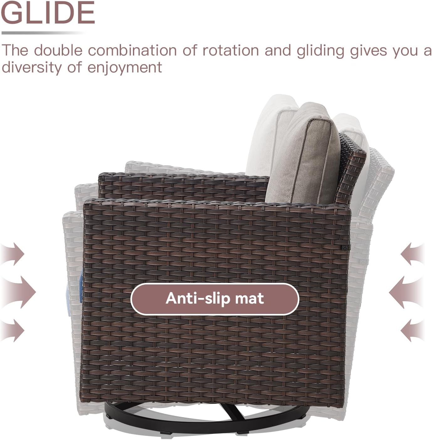 HUMMUH Outdoor Swivel Chairs Set of 2,PE Wicker Patio Furniture Rocker Glider Chairs for Porch Balcony Deck Garden