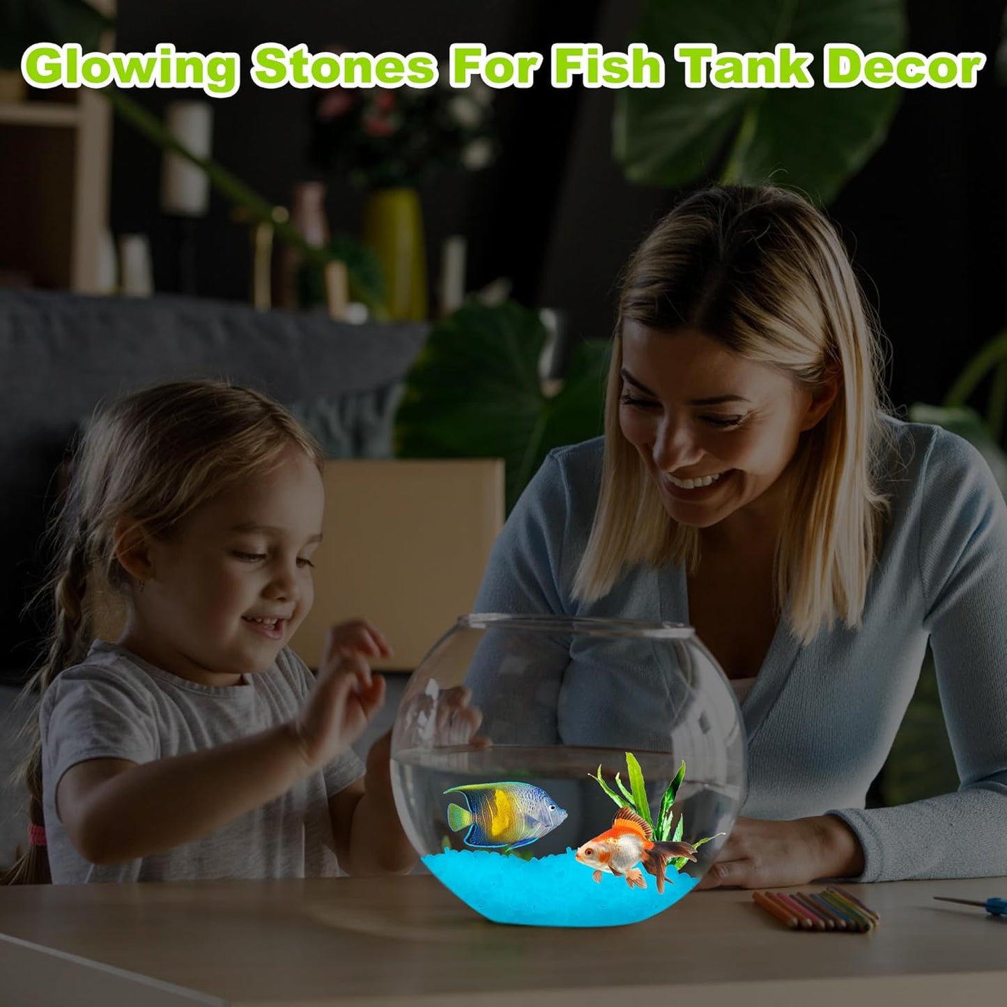 6000pcs 5-8mm Bule Luminous Stones Glow in The Dark Garden Pebbles Stones Glow in The Dark Rocks Outdoor Glow Pebbles Aquarium Rocks for Garden Path Walkway Yard Fish Tank Plant Pots