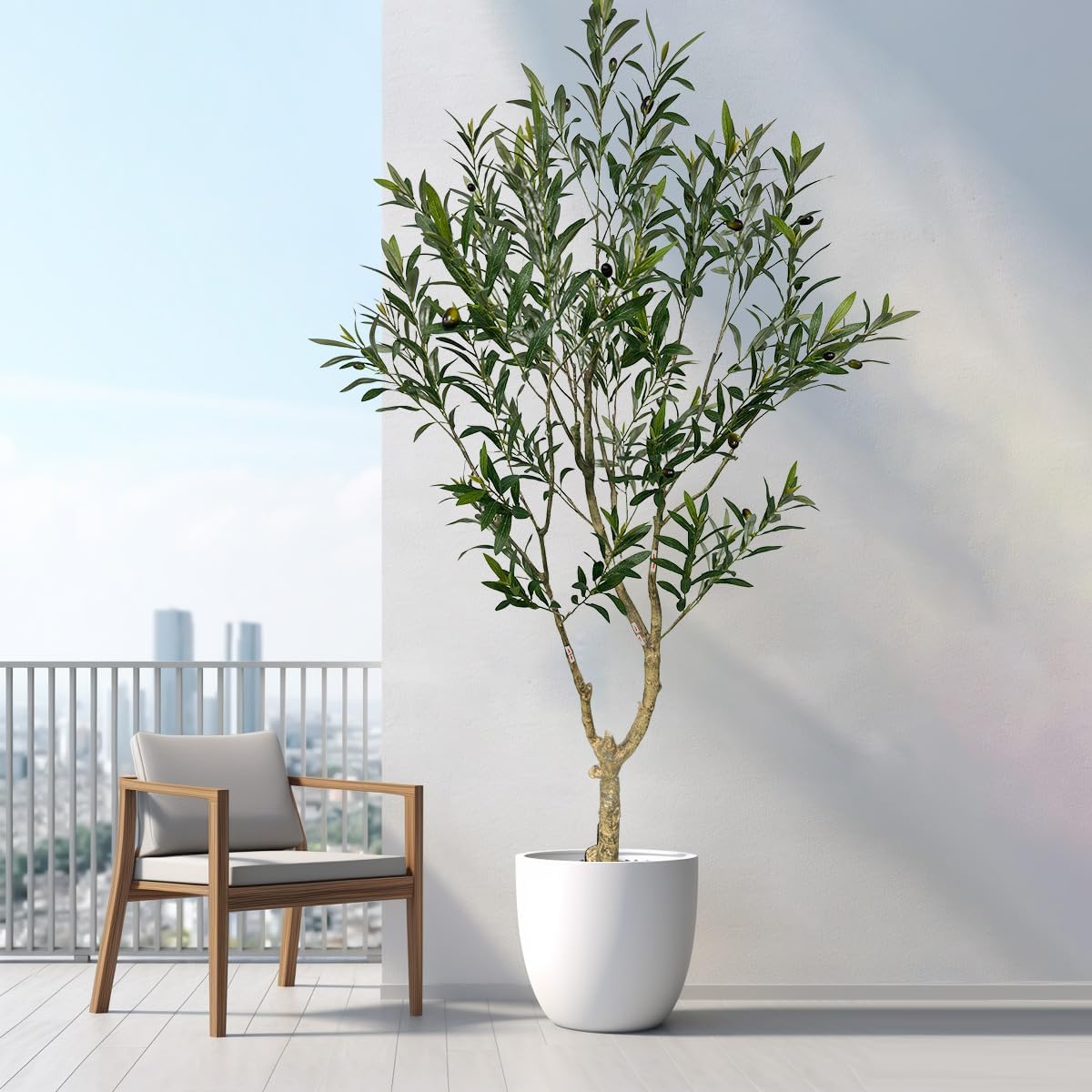 Artificial Tree Faux Olive Tree 6ft(71in,1289leaves) Tall Fake Olive Plant in Pot Fake Silk Tree Faux Plants Indoor