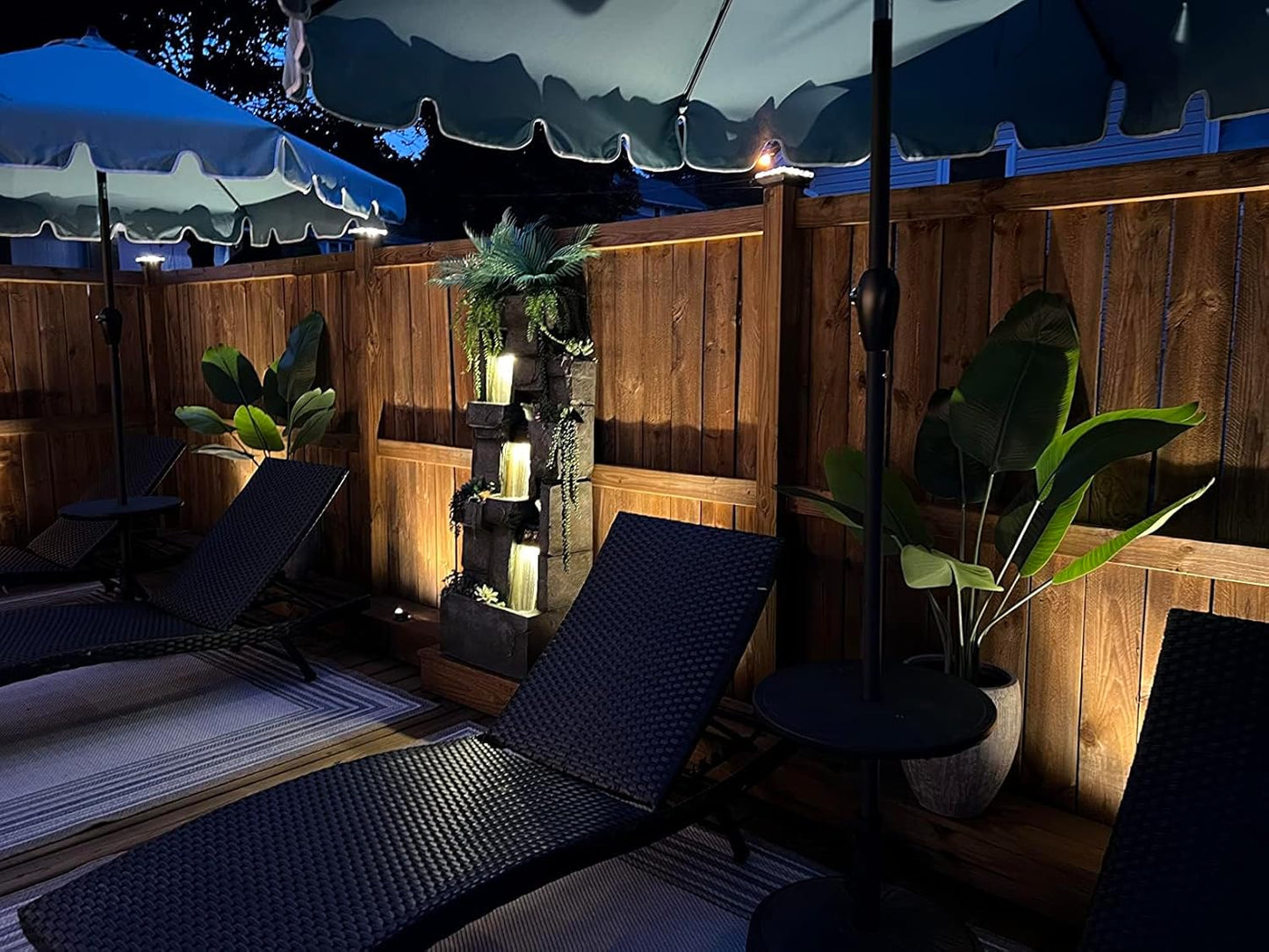 Garden Water Fountains Outdoor Floor Standing, 3 Tier Rock Waterfall Fountain with LED Lights and Pump for Garden, Patio, Backyard, Deck, Porch and Home Art Deco, 56.3" Very Tall