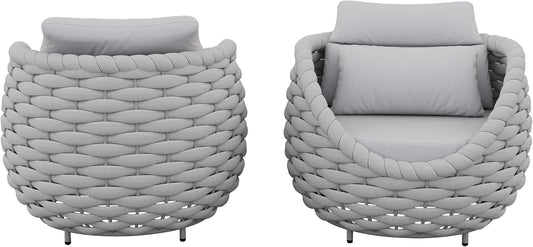 TWT Patio Sofa, All-Weather Textilene Rope Outdoor Chairs Set of 2 with Cushions & Pillows, Patio Couch Outdoor Patio Furniture Set for Patio, Balcony, Backyard, Deck, Poolside, Grey