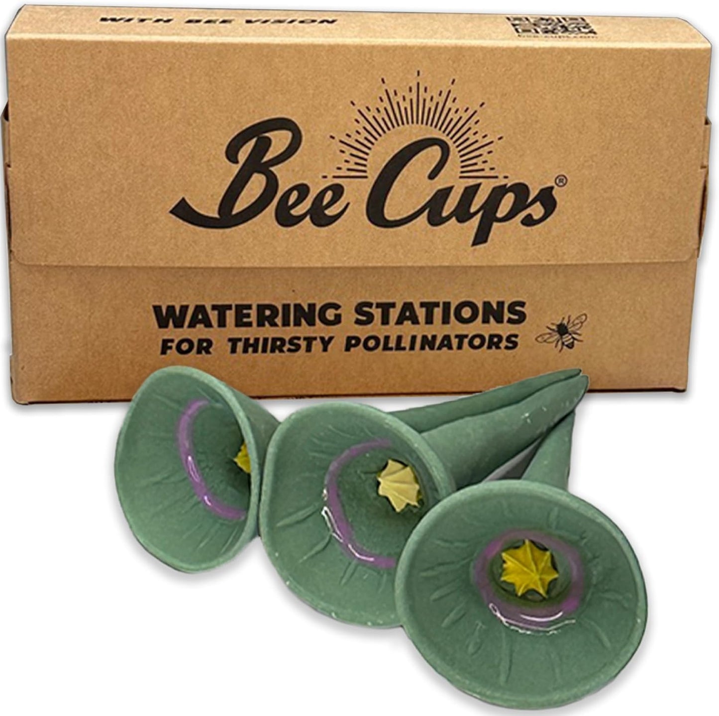 3 Pack, Bee Watering Station, Butterfly Feeder, Bee Feeder, Garden Decor, Bee Decor, Outdoor Garden Decor, Plastic Free, Handmade from Porcelain (3, Cactus)