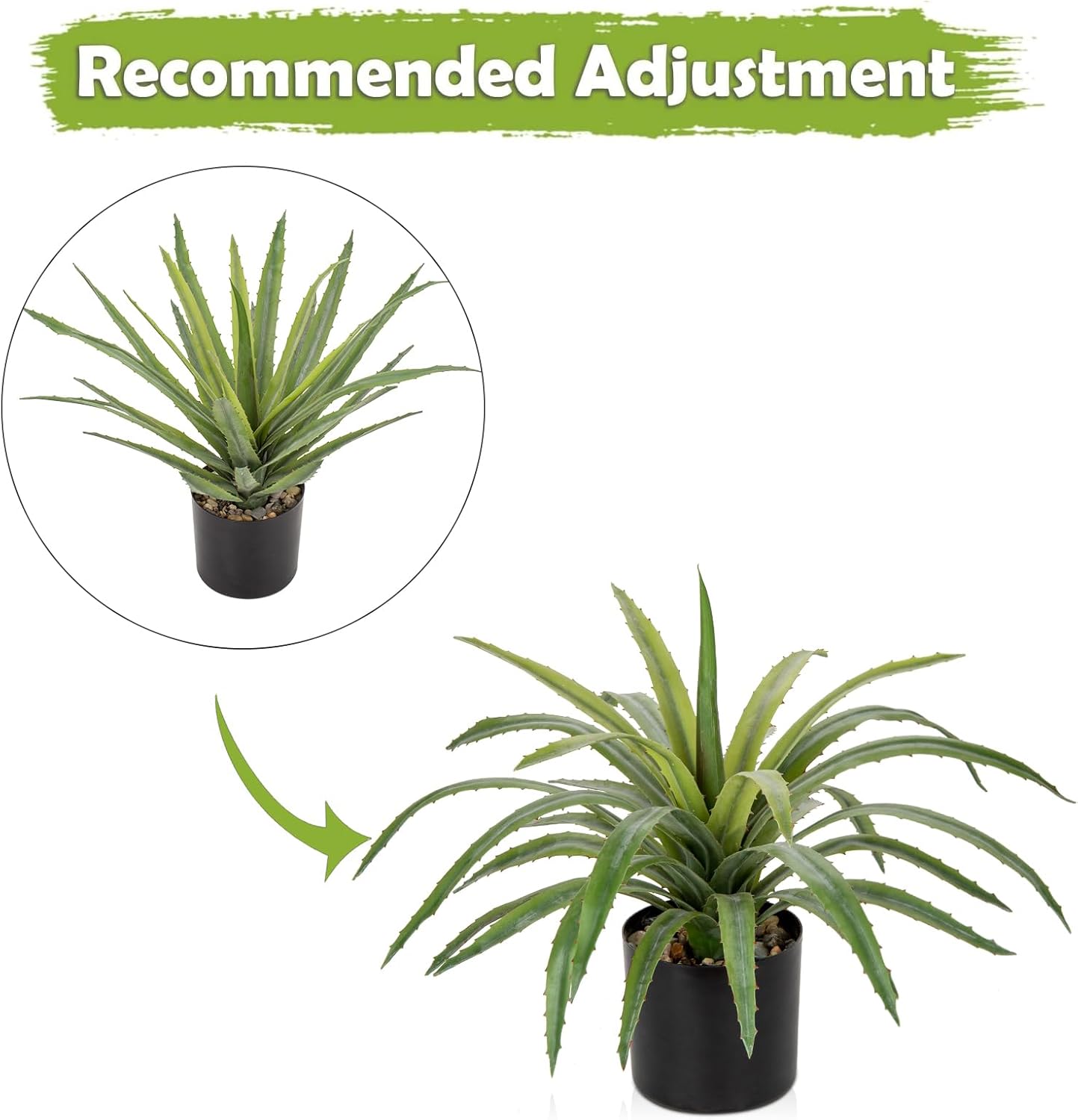 Briful Agave Plant Artificial 17 Inch Fake Potted Plant Large Succulent Fake Plants for Home Office Desk Bathroom Shelf Kitchen Decor (Green)