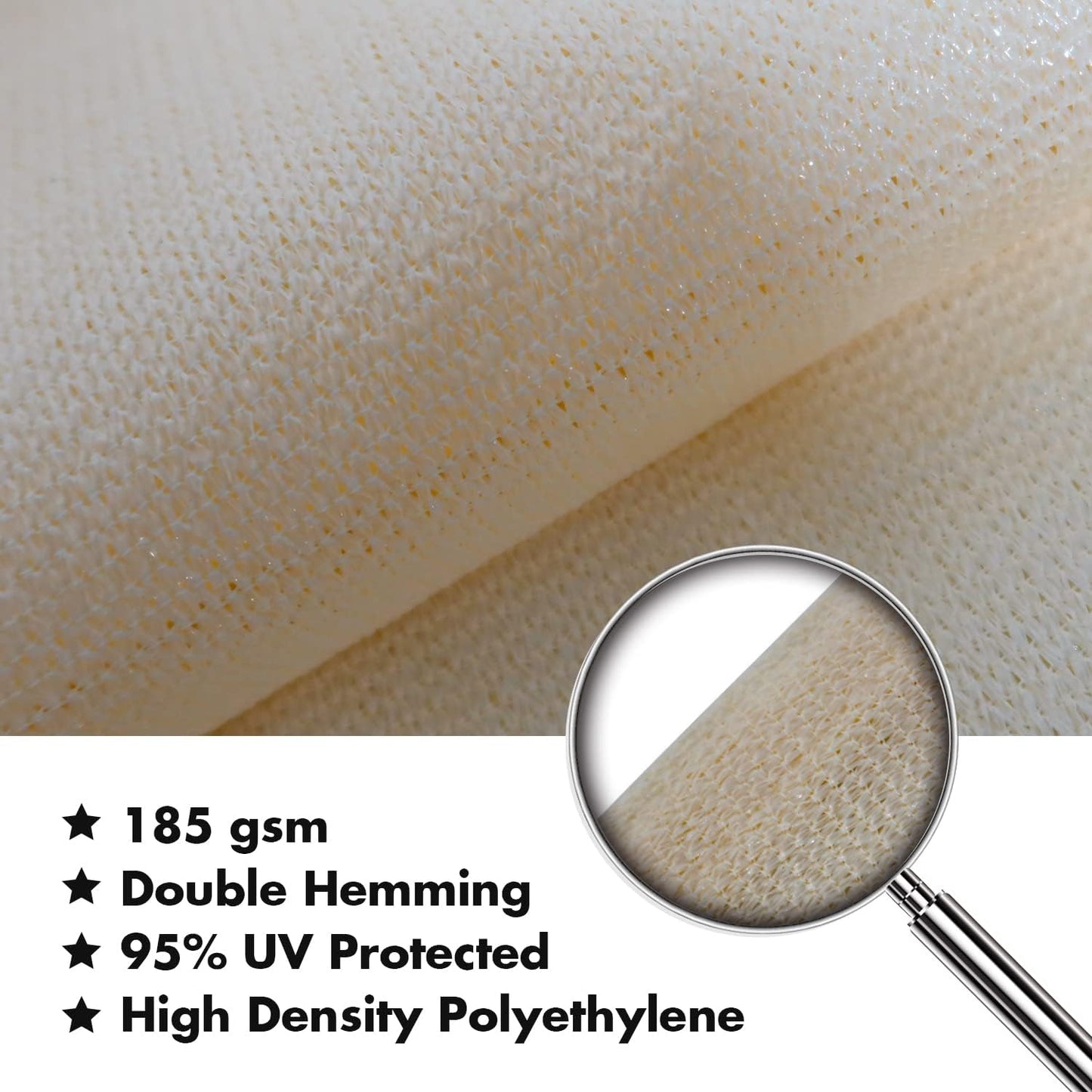 KANAGAWA 22'X24' Cream Custom Size Sun Shade Sail Rectangle UV Block Canopy Cover for Patio Backyard Lawn Garden Outdoor (Customized Available)