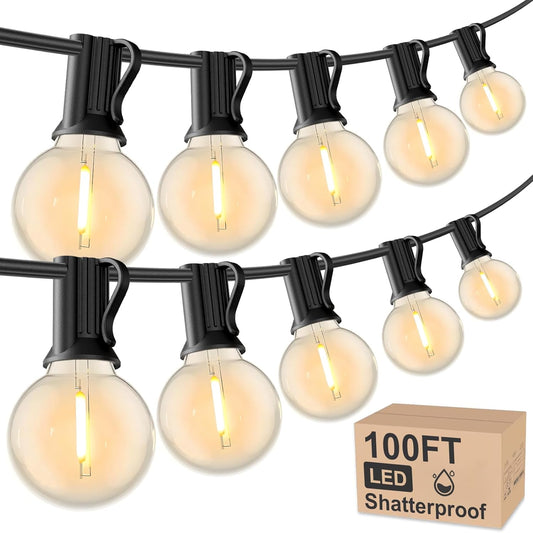 RTTY Outdoor String Lights 100 FT Globe LED Patio Lights with G40 Plastic Bulbs,Waterproof Shatterproof Dimmable Connectable Hanging for Backyard Porch Balcony Party Cafe Deck Decor