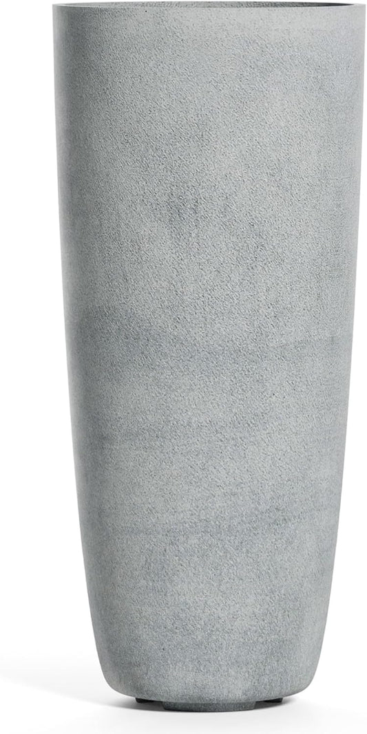 Lofto Tall Planter – Concrete Stone Finish – Fiberglass Indoor/Outdoor and Weather-Resistant Large Planter (19.7" D x 43.7" H Exterior, 18.5" D x 43.3" H Interior)
