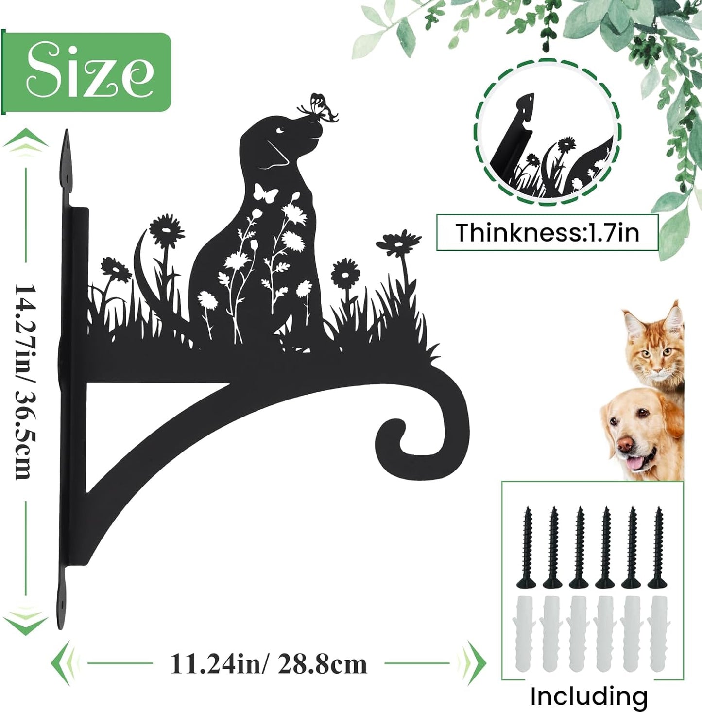 Plant Hangers Outdoor Heavy Duty Iron Decorative Dog Silhouette Plant Hooks for Hanging Baskets 11 inch Hanging Plant Bracket Wall Hooks for Flower Pot Lantern Bird Feeder Wind Chimes
