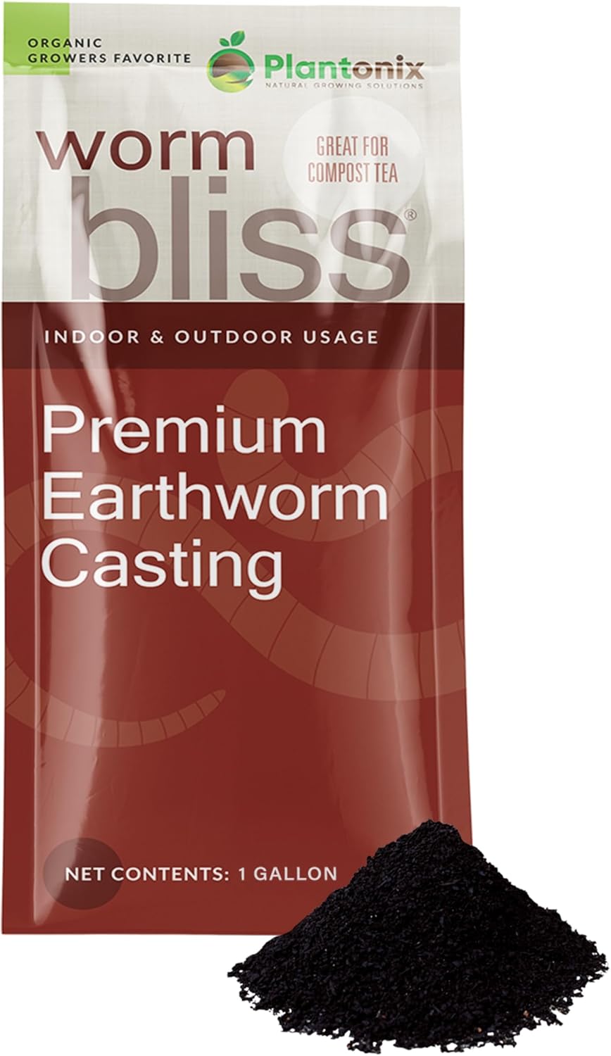 Worm Bliss (1 Gallon) - Organic Worm Castings for Plants - OMRI-Listed Earthworm Castings Worm Fertilizer - Worm Castings Organic Fertilizer for Plants, Potting Soil, Garden Soil, & Seed Starter Soil