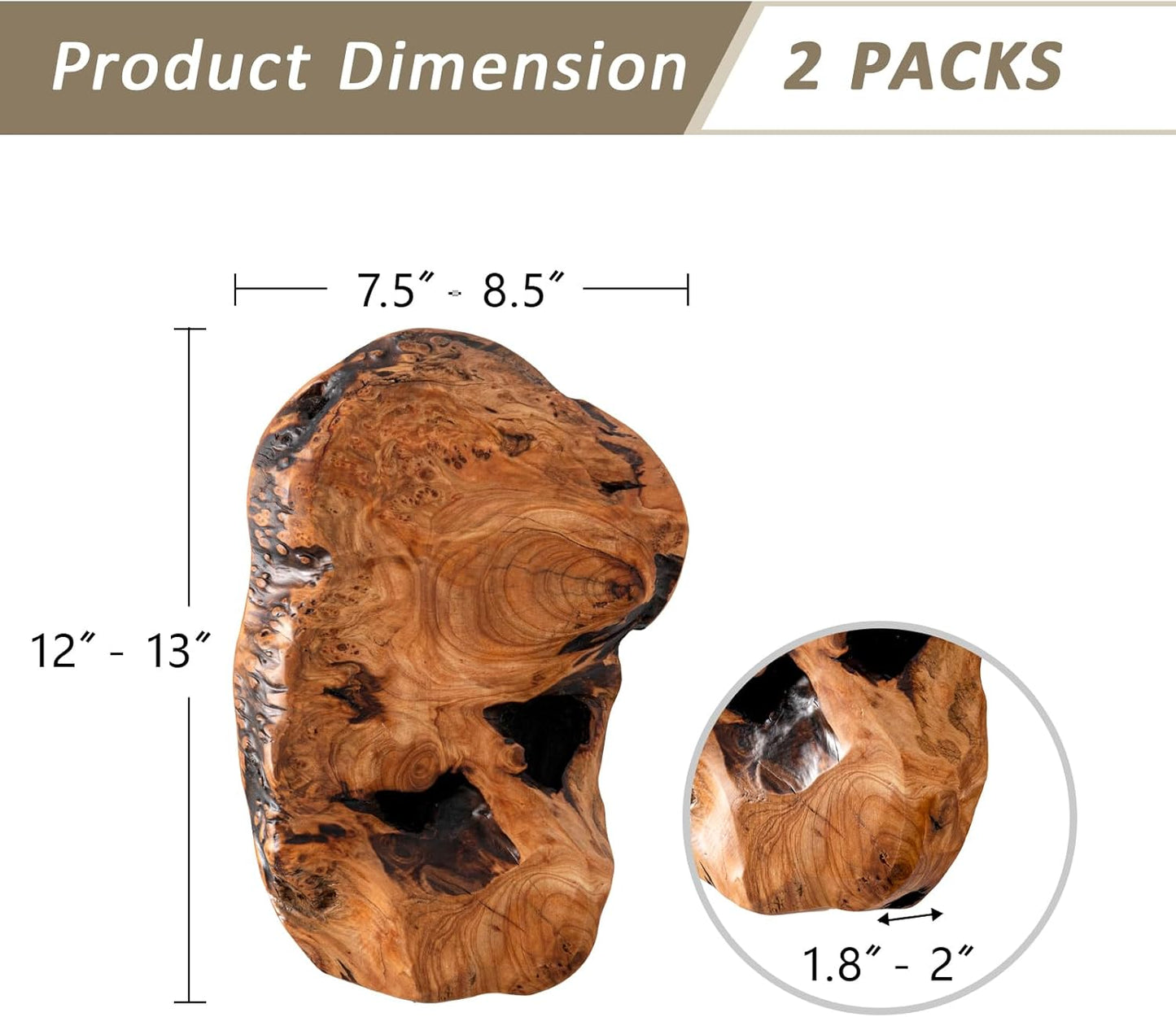 JOLLYMER 2-Pack Cedar Wood Live Edge Wall Vases – Natural Edge Hanging Flower Vase, Organic Root Carved, Rustic Home Décor, Handcrafted Wall Mounted Wooden Vase (Flowers Not Included)