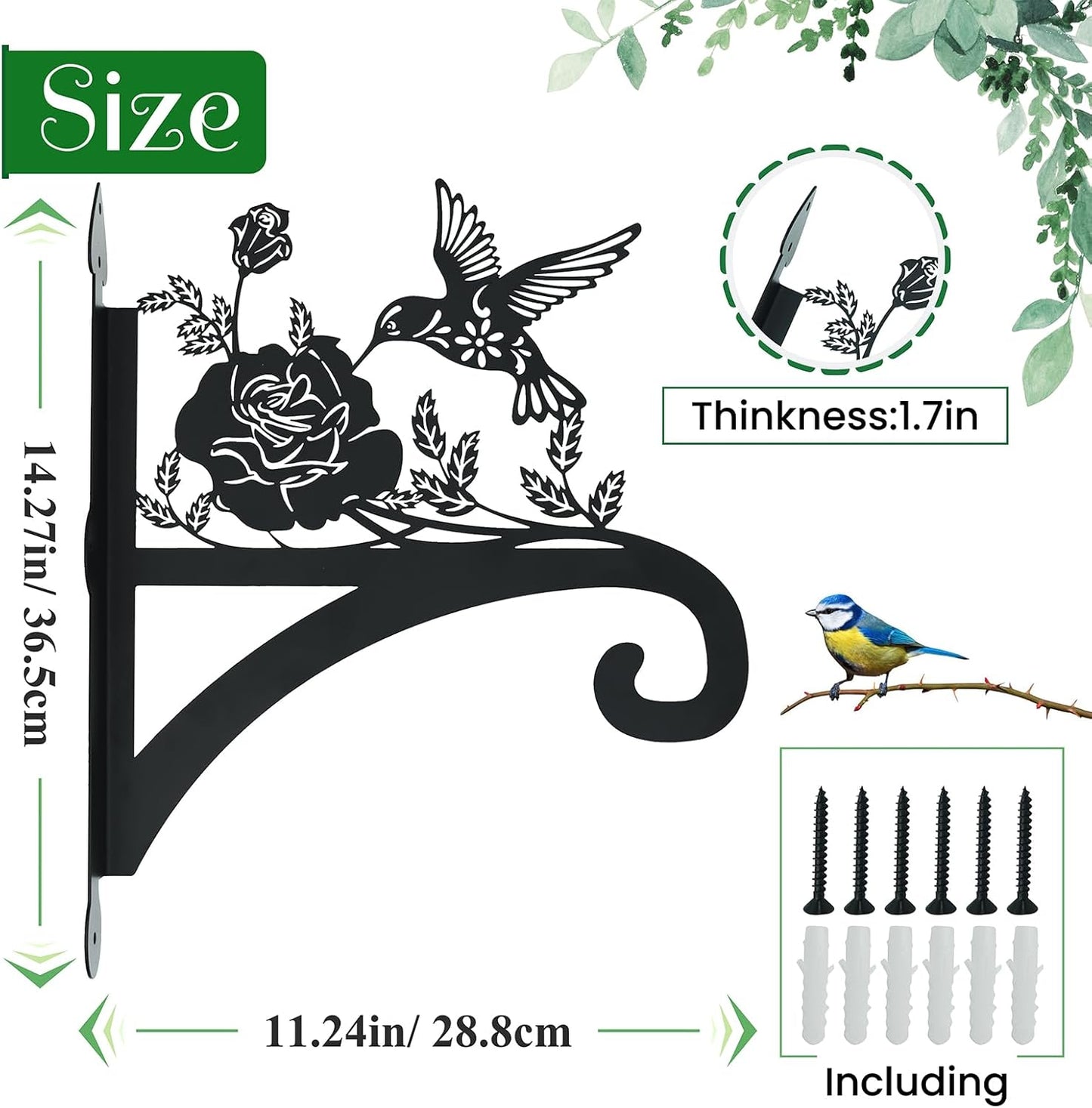 Hanging Plant Hanger Bracket Plant Hooks for Hanging Baskets Heavy Duty Decorative Hummingbird Silhouette Wall Mounted Hanging Plant Hangers Outdoor for Flower Pot Bird Feeder Wind Chimes
