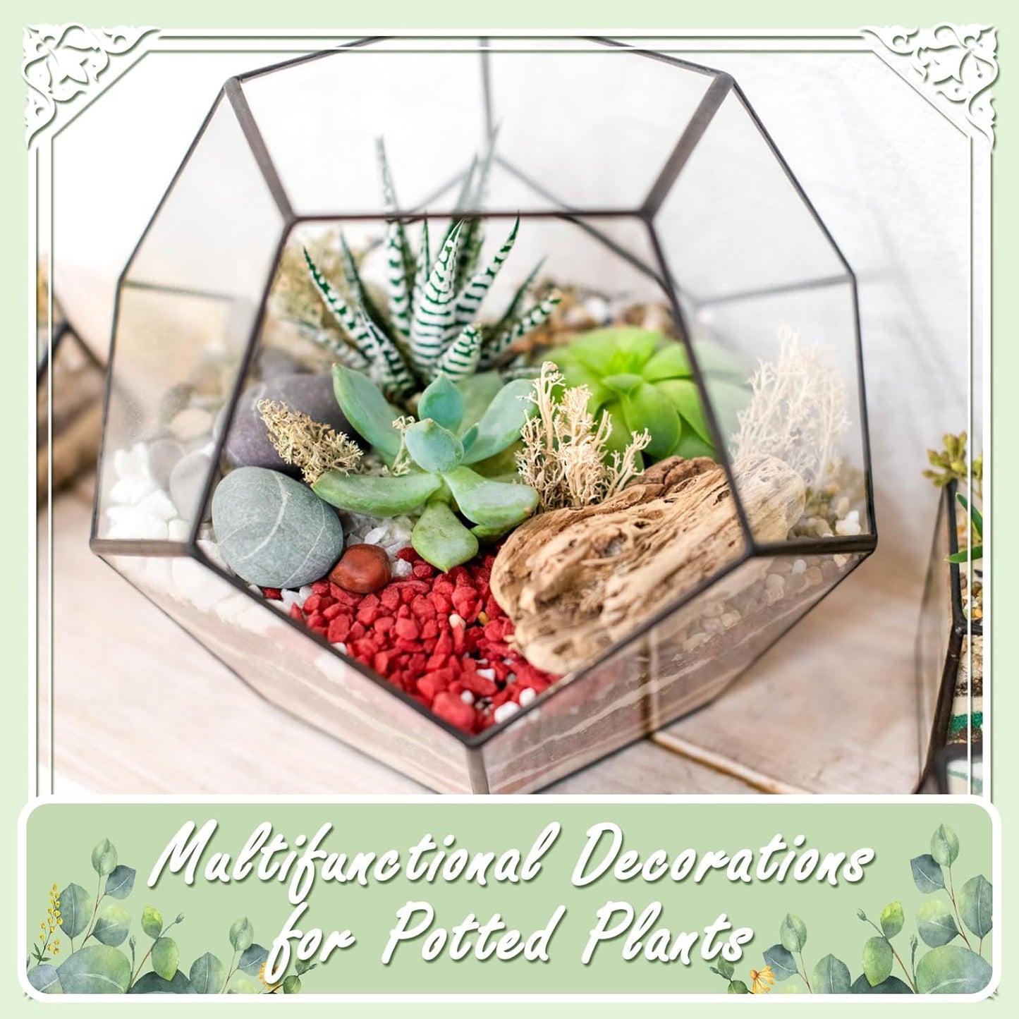 20LB Stones Pebbles River Rocks, 100% Natural Hand-Picked Premium Decorative Pebbles, Ideal for Garden Landscaping, Home Decor, Aquariums, Painting, Crafting and Gifts (Green, 20 Pounds)