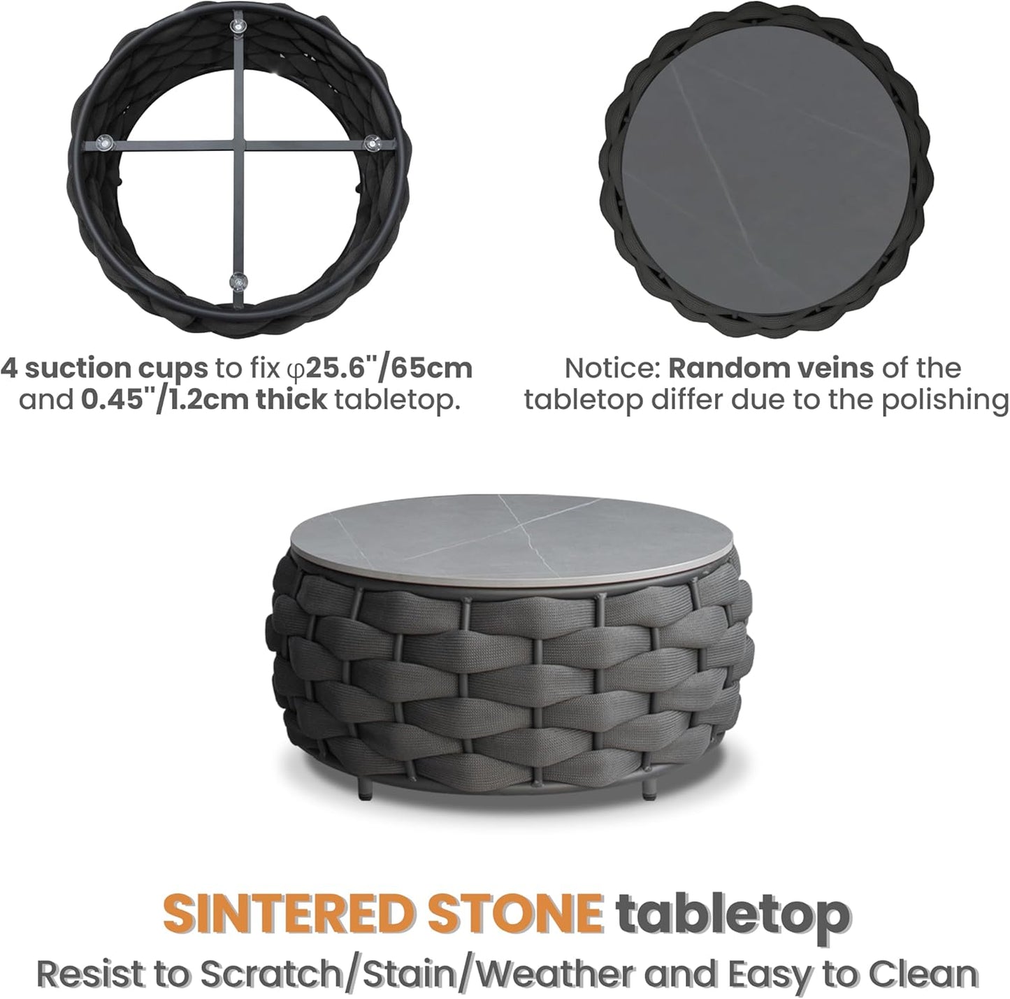 Modern Outdoor Living Room Furniture Set: 4-Piece Alumunim Assembled Woven Rope Accent Patio Conversation Set, All-Weather Lounge Sofa Set for Porch Backyard Garden Deck Poolside Hotel