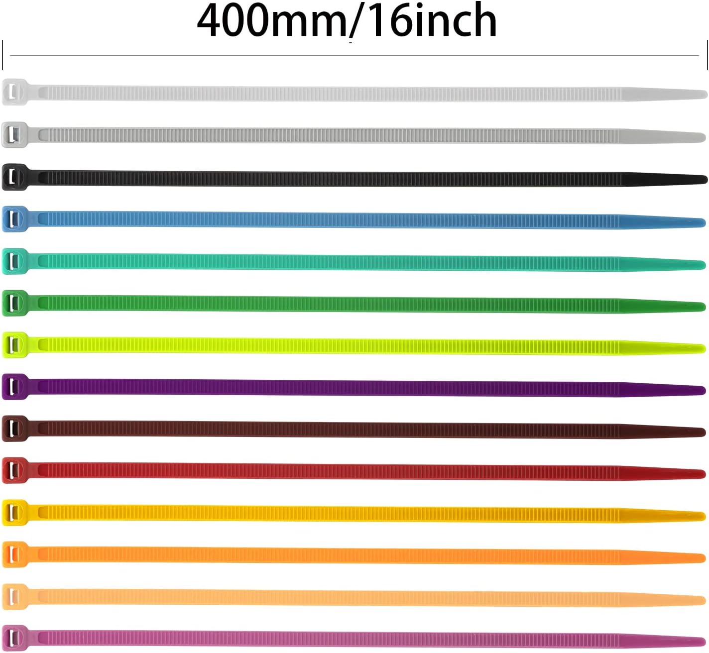 XINGO 100PCS Cable Zip Ties Heavy Duty, Premium Nylon Plastic Wire Ties with 50 Pounds Tensile Strength, Self-Locking Black Nylon Zip Ties for Indoor and Outdoor (16 inch, Yellow)