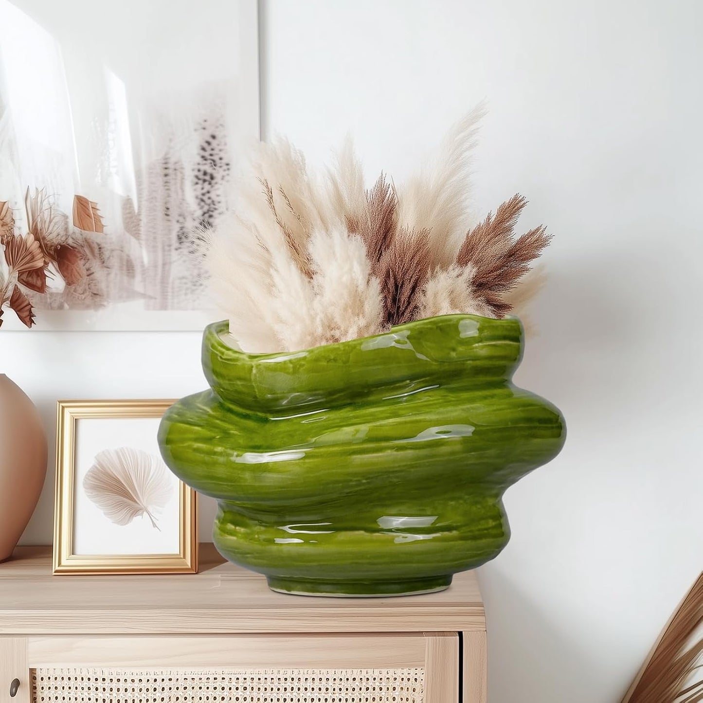 Ceramic Planters Bonsai 11 Inch - Planters with Drainage Hole, Flower Pots for Indoor Plants Outdoor Plants, Large Plant Pot for Home Decor, Gift for Men Women, Green