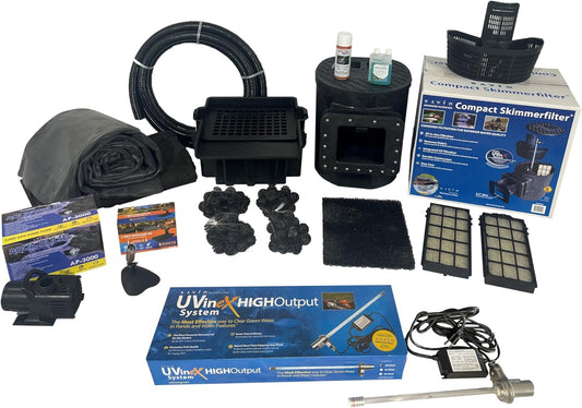 HALF OFF PONDS Savio Select 3,000 GPH Submersible Pump Pond Kit with 20' x 25' EPDM Rubber Pond Liner, UV Clarifier for Water Garden & Koi Pond