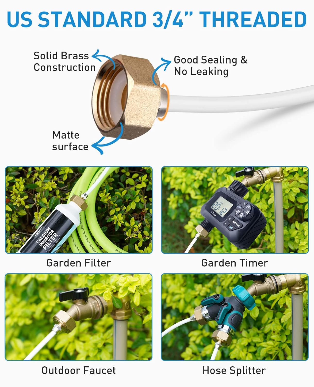 HOMENOTE Misting Cooling System, 26.3FT (8M) Misting Line + 7 Brass Mist Nozzles + Brass Adapter(3/4") Misters for Outside Patio Cooling Garden Greenhouse Watering