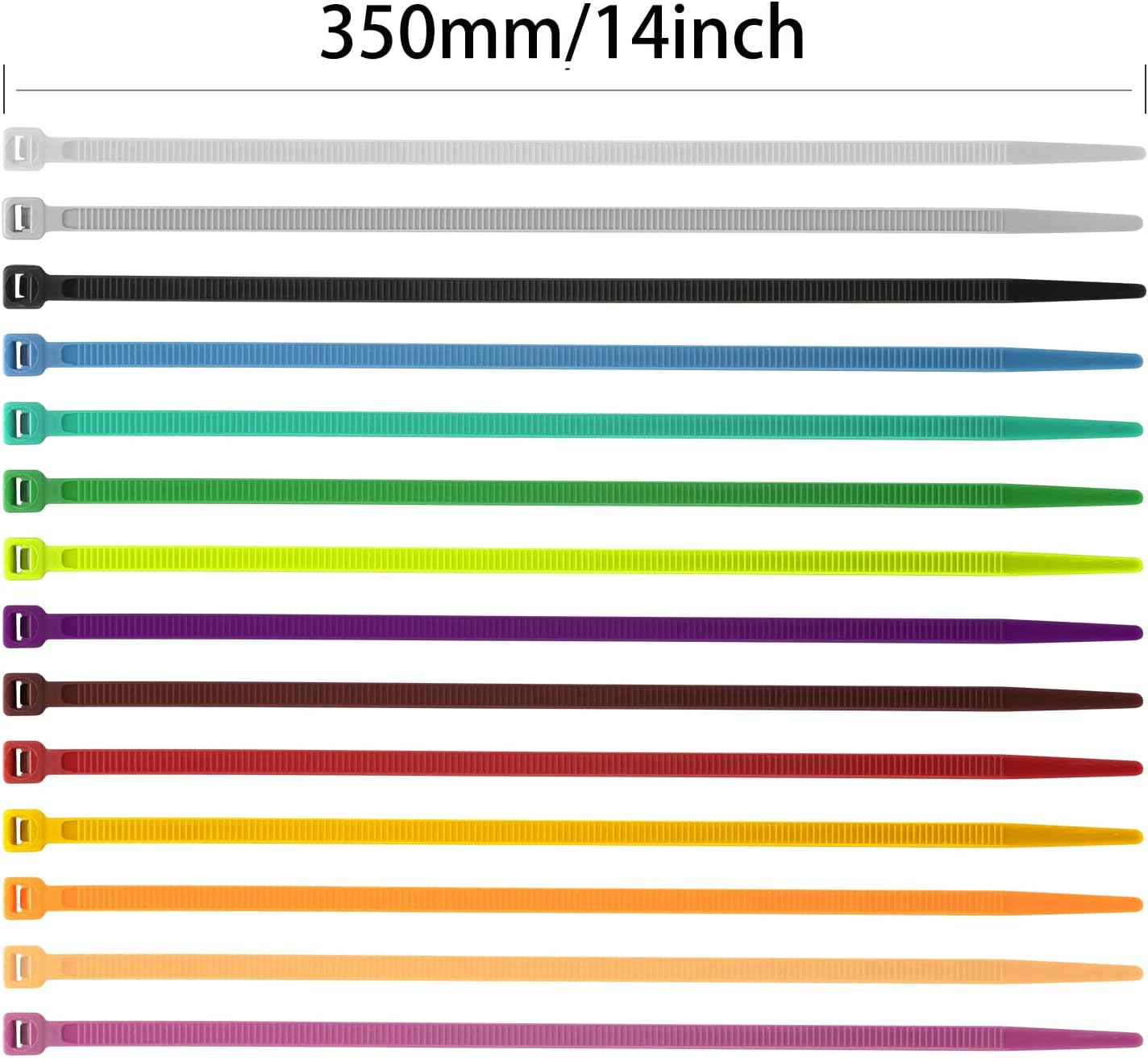 XINGO 100PCS Cable Zip Ties Heavy Duty, Premium Nylon Plastic Wire Ties with 50 Pounds Tensile Strength, Self-Locking Black Nylon Zip Ties for Indoor and Outdoor (14 inch, Orange)