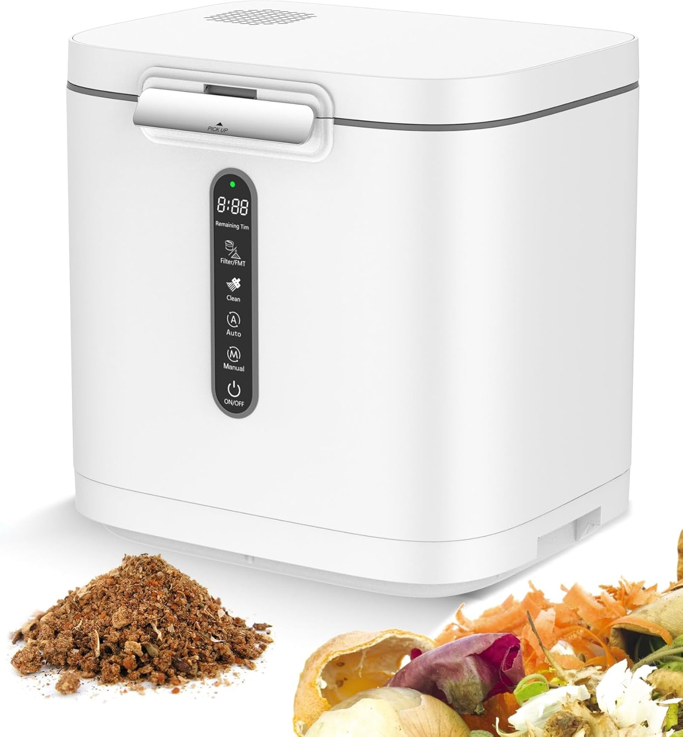 4L Electric Composter for Kitchen, Compost Bin for Countertop with Auto-Cleaning/Odor-Free/LED Display, Turn Kitchen Waste to Dry Compost Fertilizer, Indoor/Outdoor Compost Machine