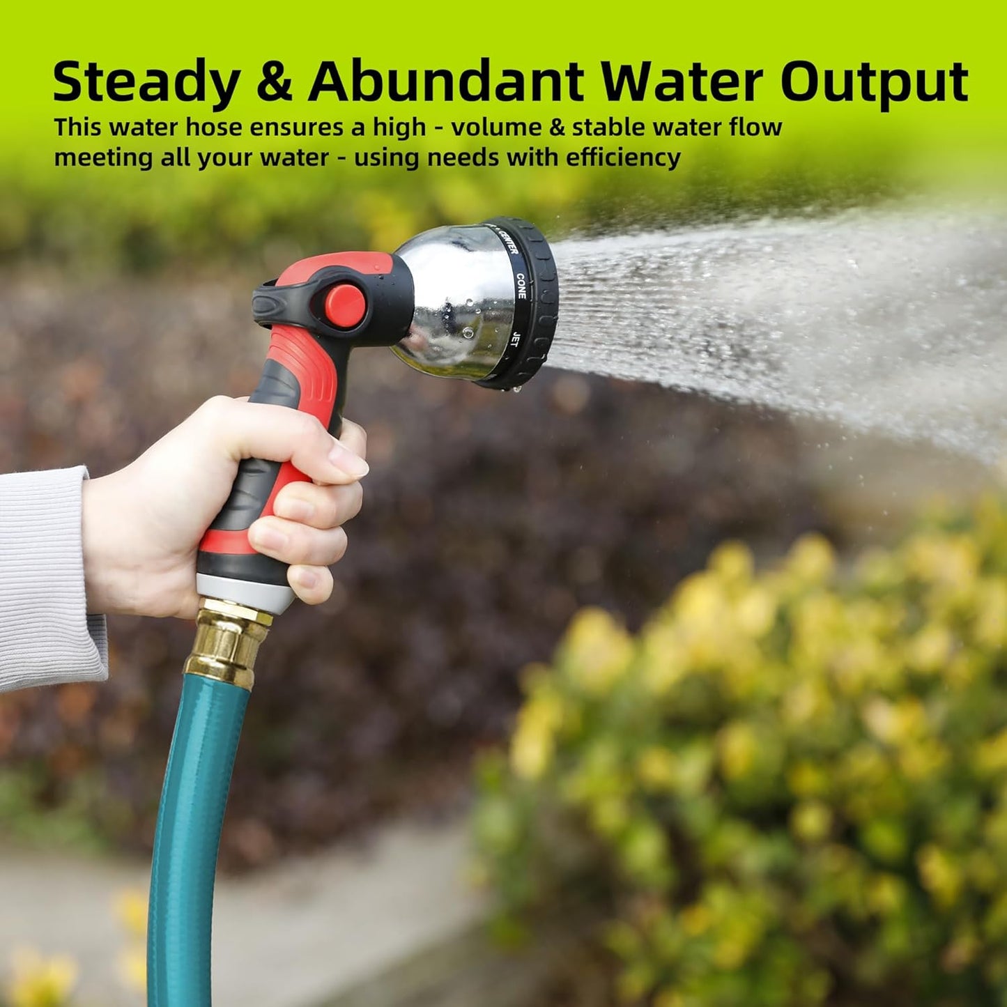 Worth Leader Garden Hose 3/4 in. x 25 ft. -No Kink, Flexible, Leakproof, Male/Female -Heavy Duty Durable 5 Layers PVC Rubber Lightweight Water Pipe for Gardening, Agriculture & Lawn Care -500PSI Burst