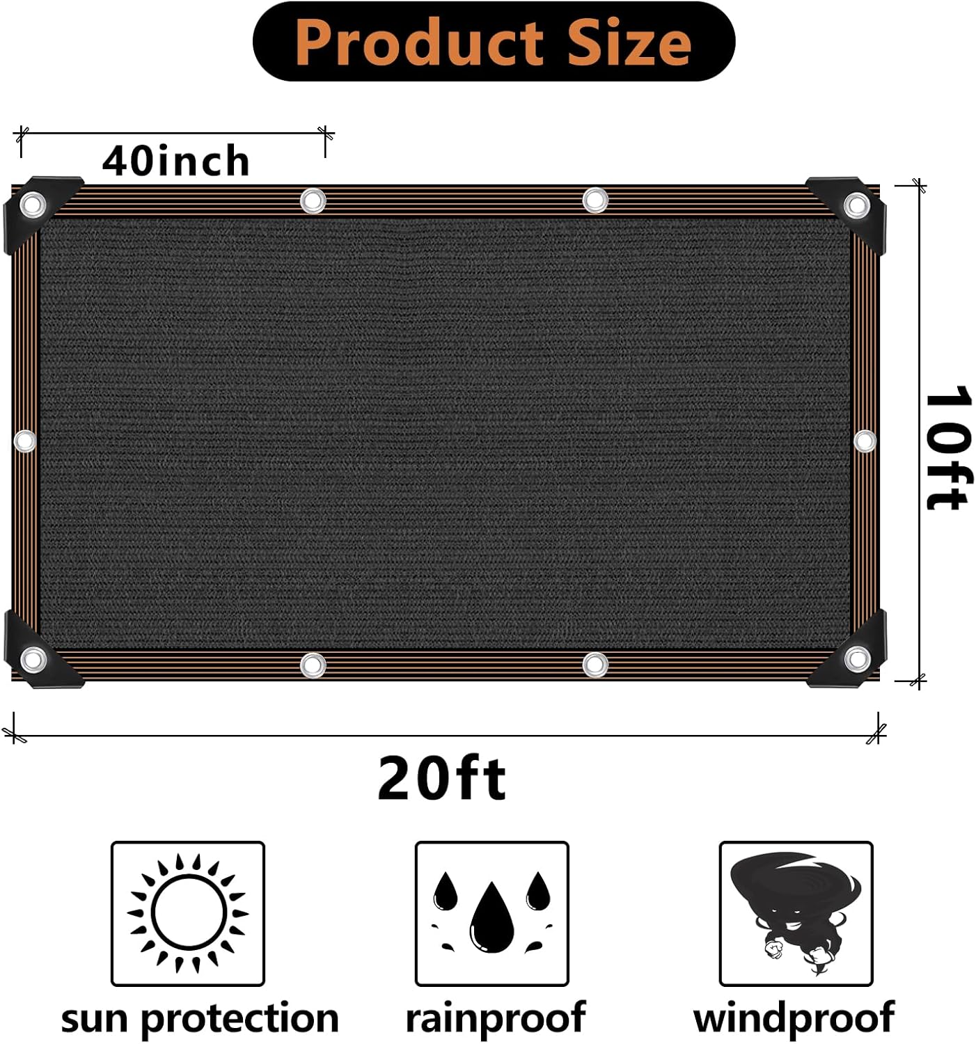 QLOFEI Shade Cloth for Patio, 80-90% Sunblock Shade Sails for Garden Pergola Outdoor, Sunshade Neting with Grommets for Kennel Chicken Coop Lawn Easier to Hang Cover, 10x20 FT