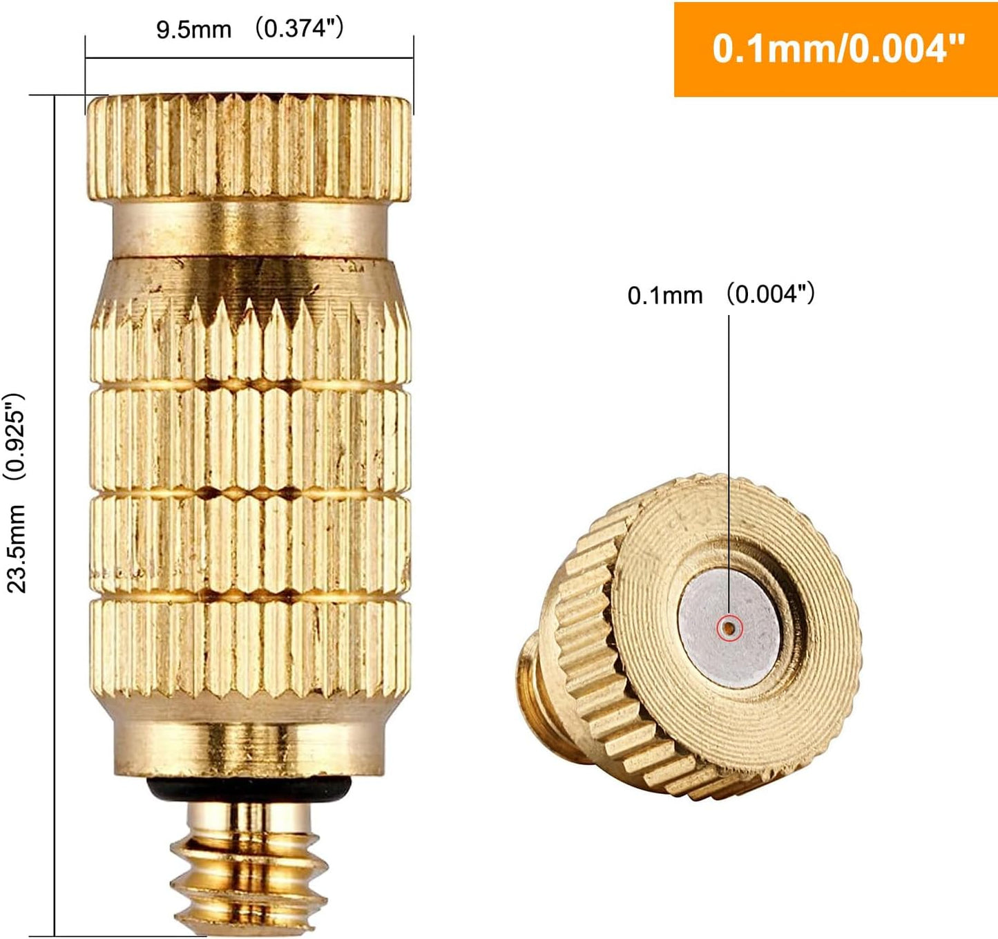 20pcs High Pressure Atomizer Nozzle Brass Misting Nozzles for Outdoor Cooling System, Landscaping, Greenhouse Irrigation, Air Humidification, Anti-Drip Fogging Spray Head(0.006"/0.15mm)