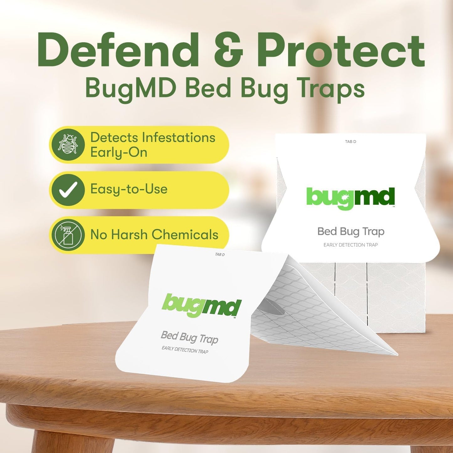 BugMD Bed Bug Trap (1 Pack, 12 Traps) - Interceptors, Bed Bug Prevention, Sticky Glue Traps, Insect Trap Indoor