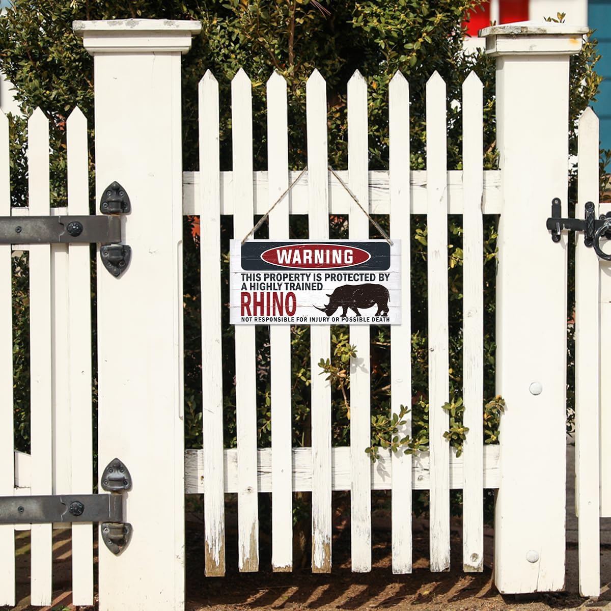 Warning Sign, Bhino Warning Wood Plaque Sign, Funny Door Signs, Decorative Wood Hanging Suspension Plaque, Farmhouse Wooden Wall Decor, Outdoor Hanging Wooden Signs